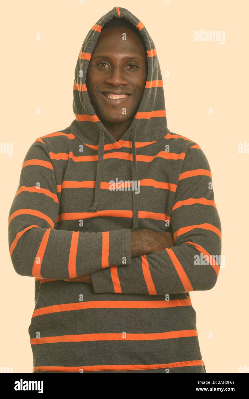 be happy orange and black hoodie