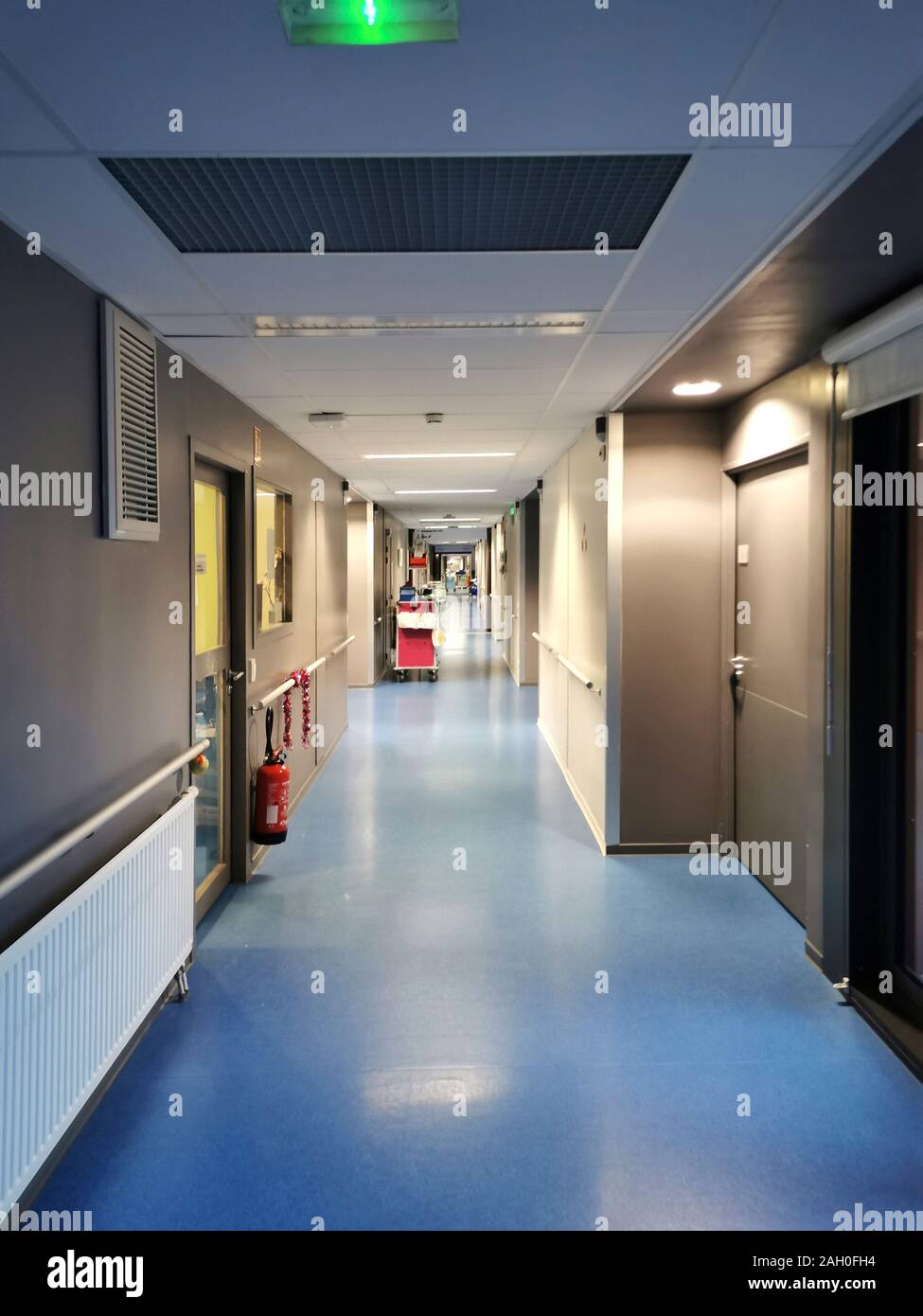 Hospital building with long corridor, France Stock Photo