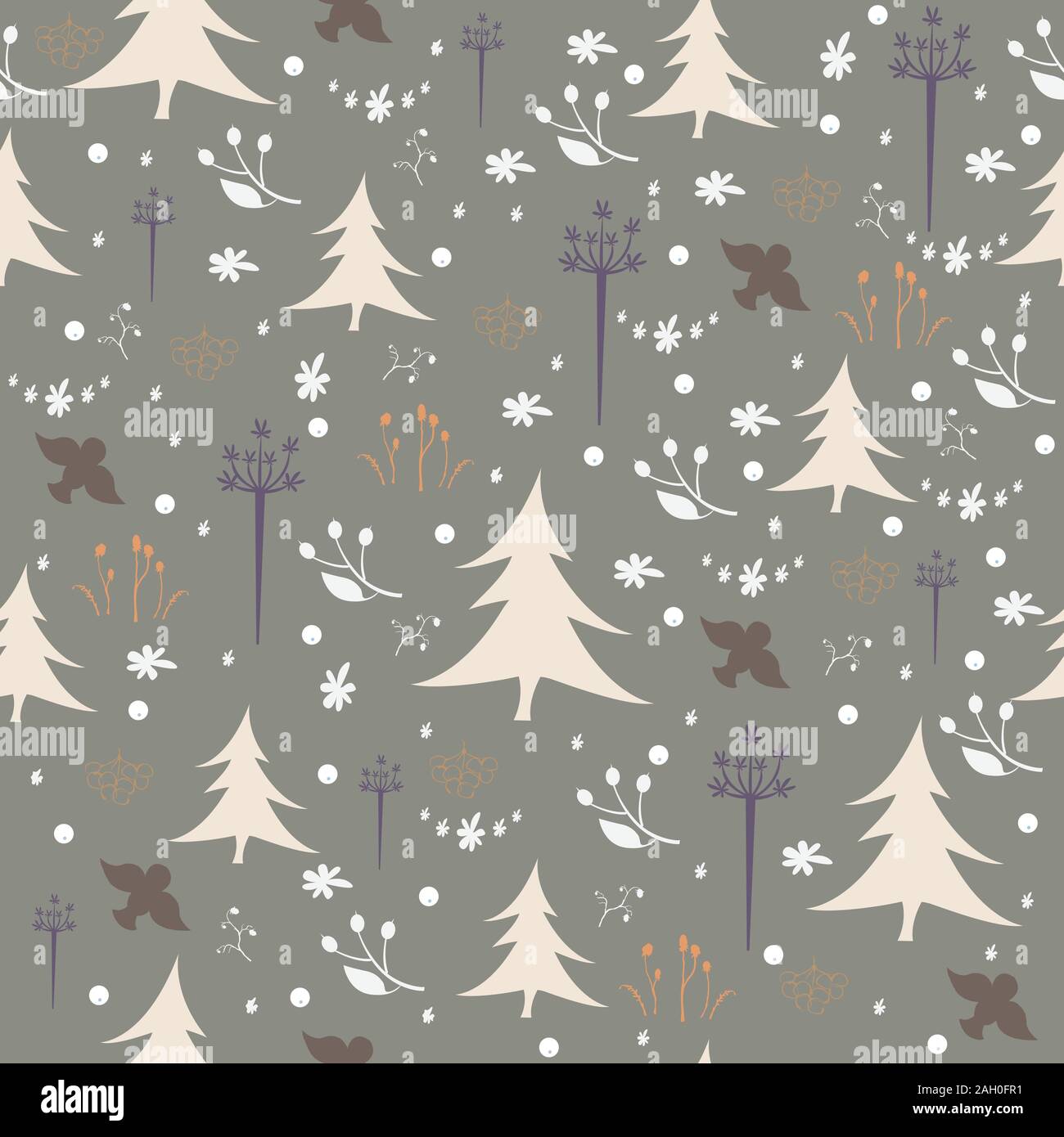 Hand drawn Winter/Merry Christmas seamless pattern. Holiday background. Stock Vector
