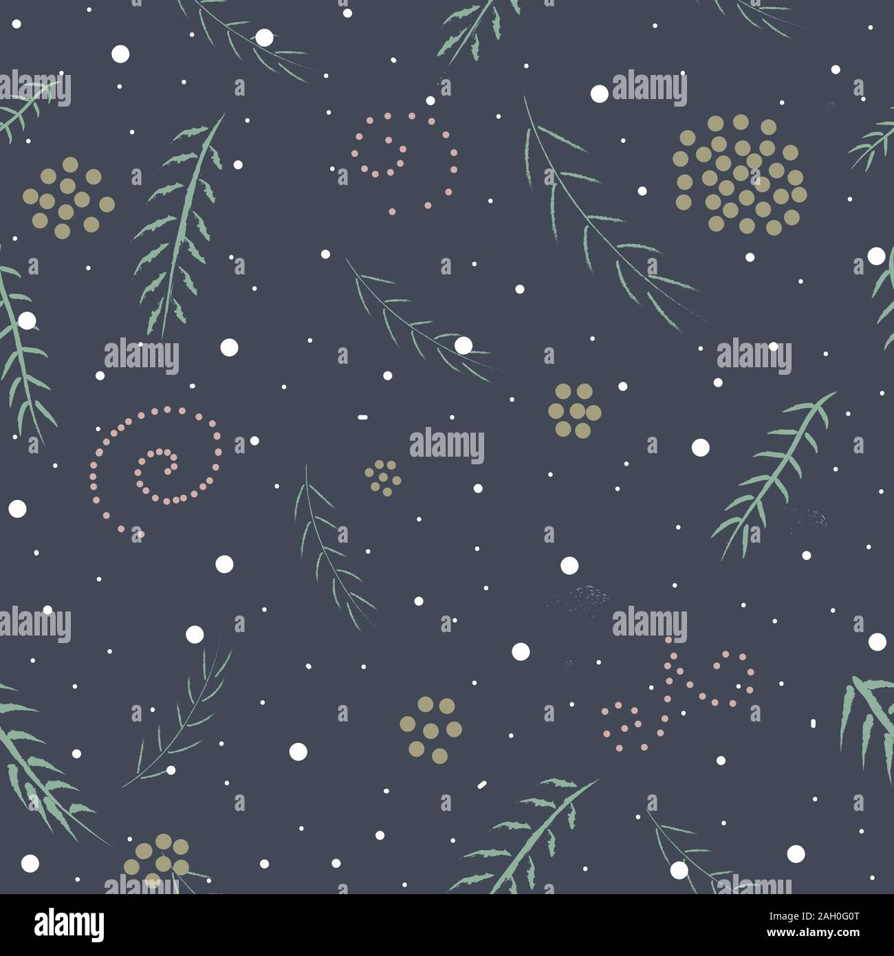 Winter Seamless Pattern with branches of spruce tree on subtle ...
