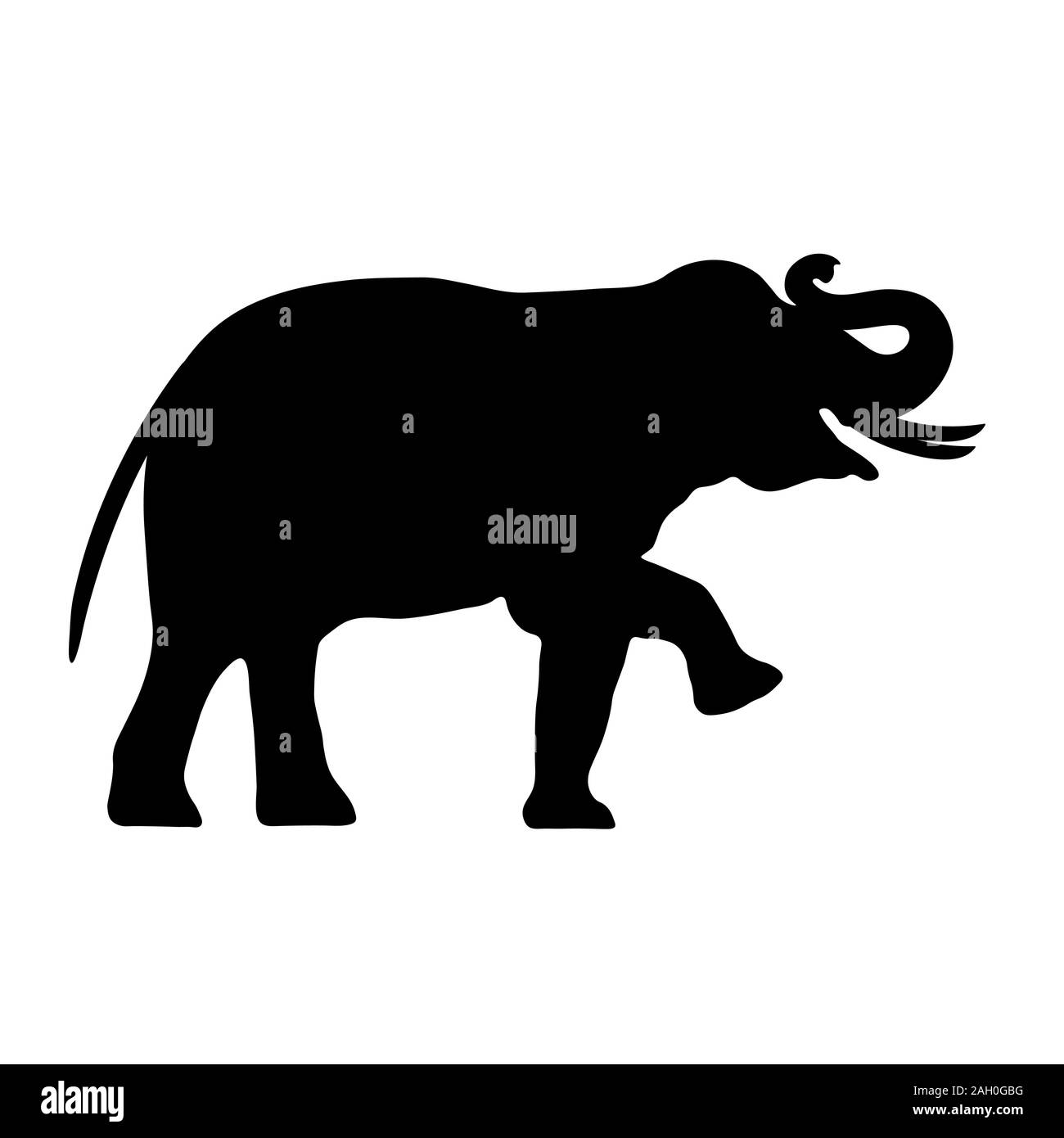 Black elephant silhouette Asia walking, graphics disign vector outline ...