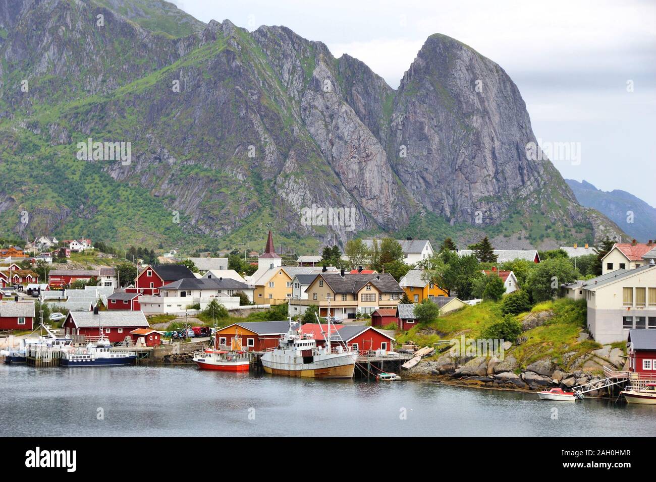 Reine, Norway - fishing village in Lofoten Archipelago of Arctic Norway. Stock Photo