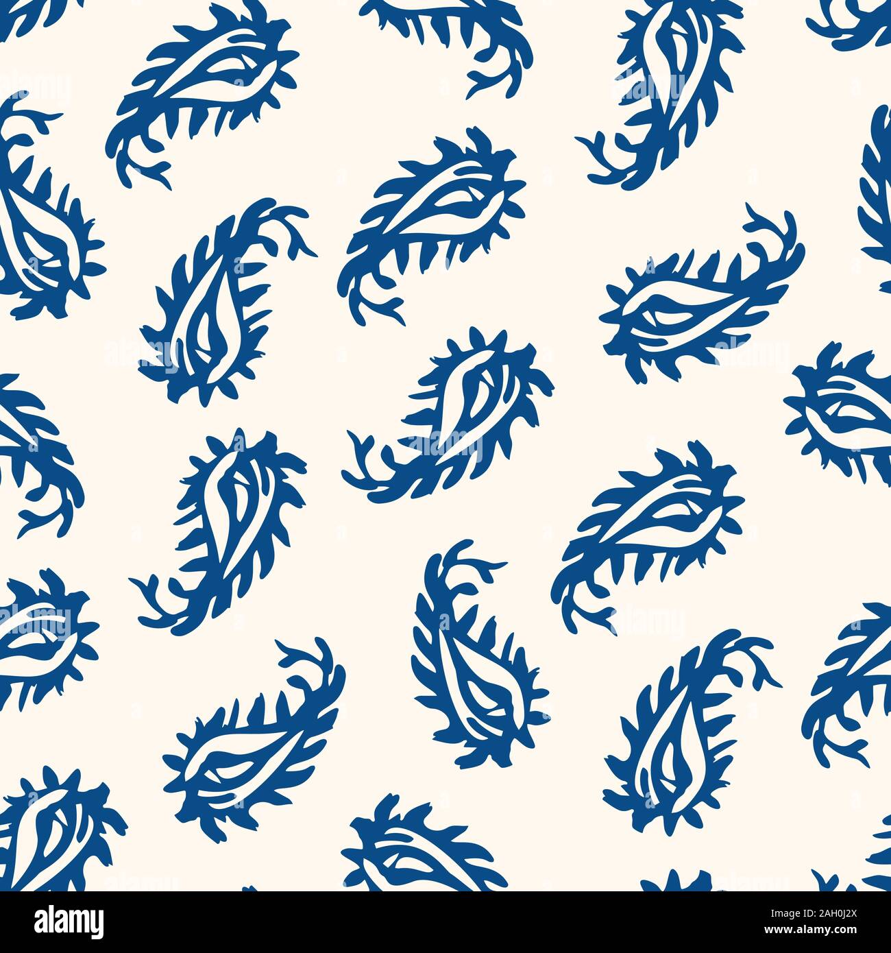Traditional Textured Hand Painted Classic Blue Paisley Vector Seamless  Pattern. Color of the Year Classic Foulard Print. Pattern Contrast Indian  Scrol Stock Vector Image & Art - Alamy