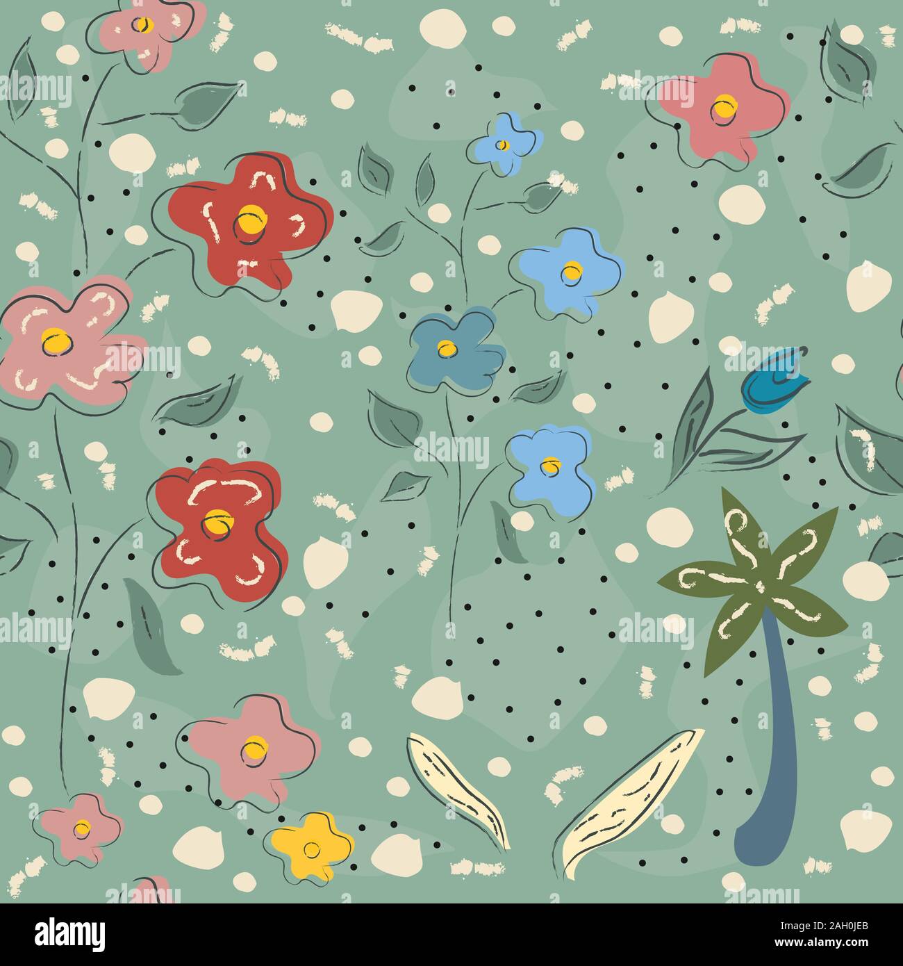 Seamless Floral Pattern. Hand Drawn. Vector Illustration Stock Vector ...