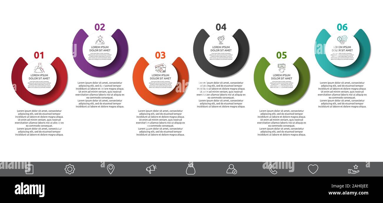 Vector template circle infographics. Business concept with 6 options ...