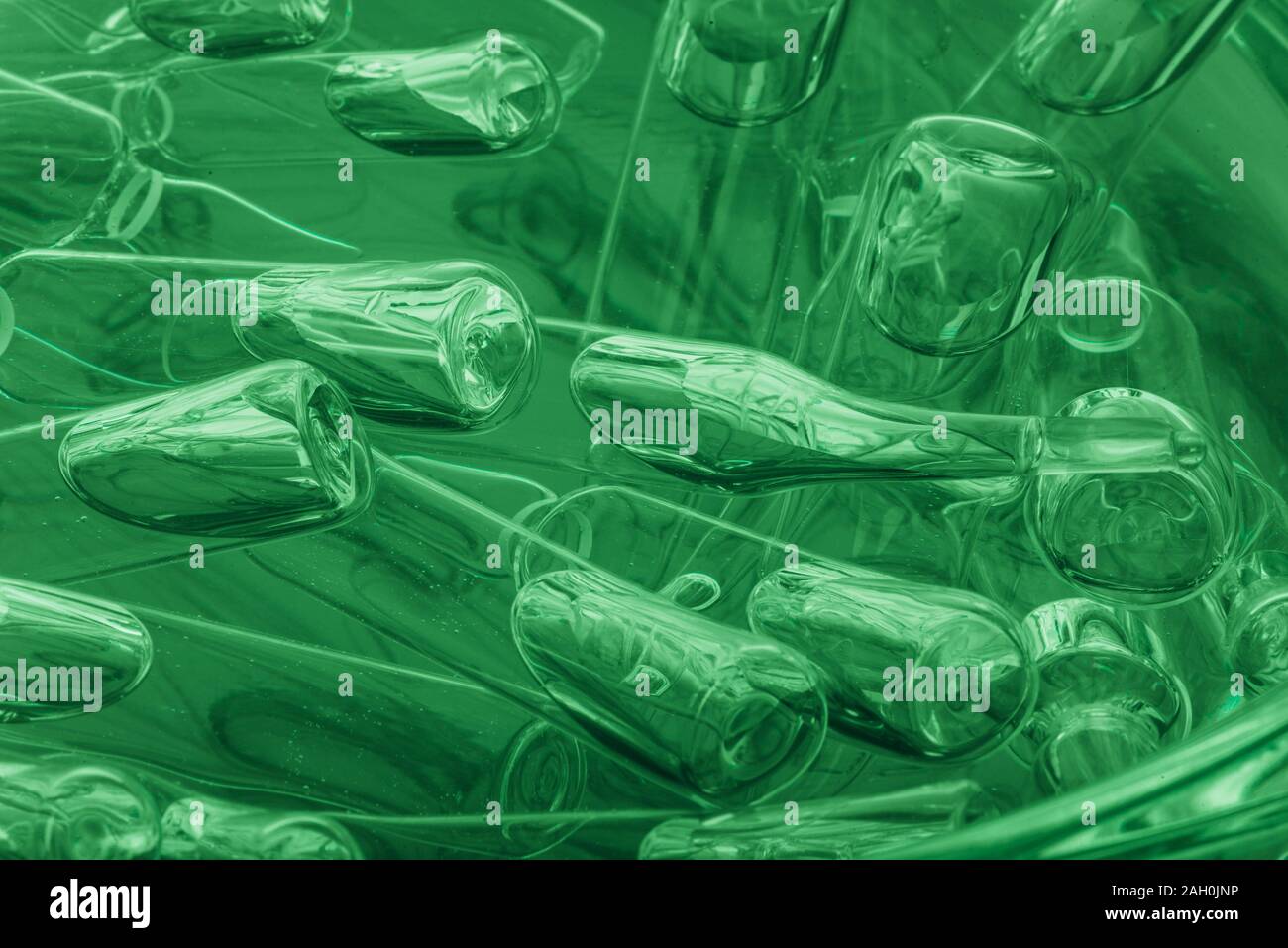 Glass medical ampoule vial for injection. Medicine is liquid sodium