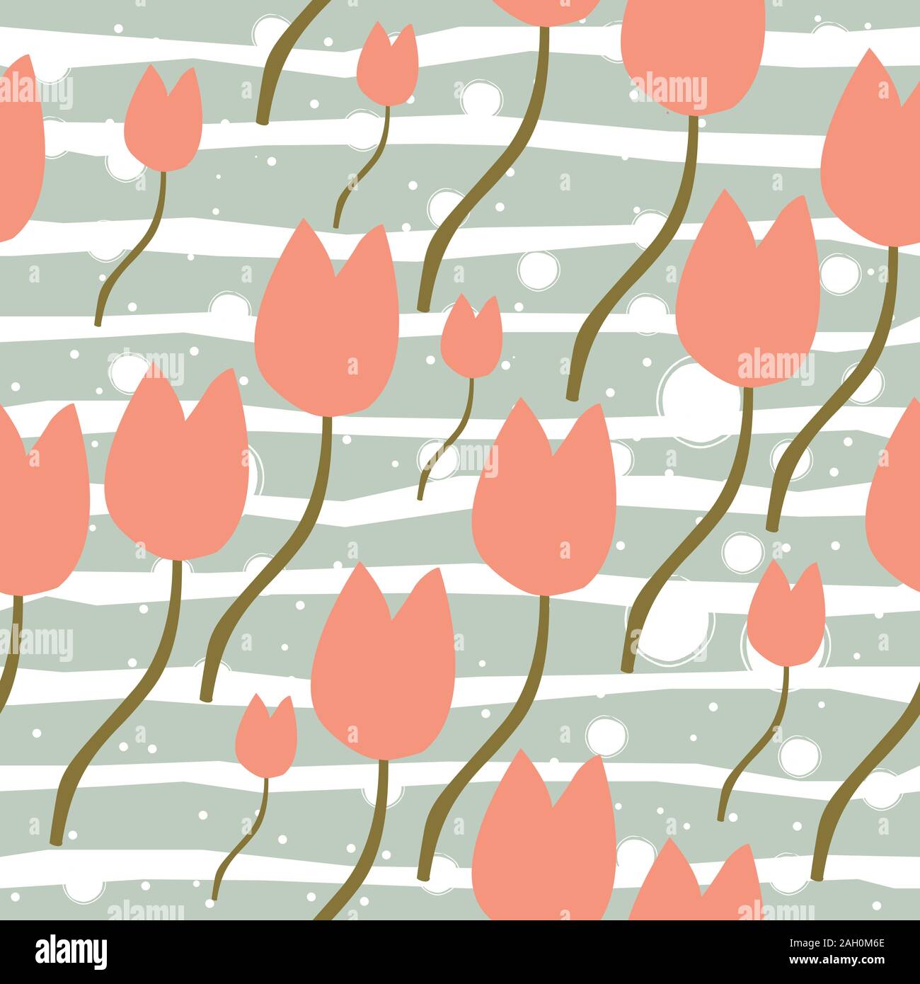 Seamless Pattern with Cute Flowers. Hand Drawn Scandinavian Style ...