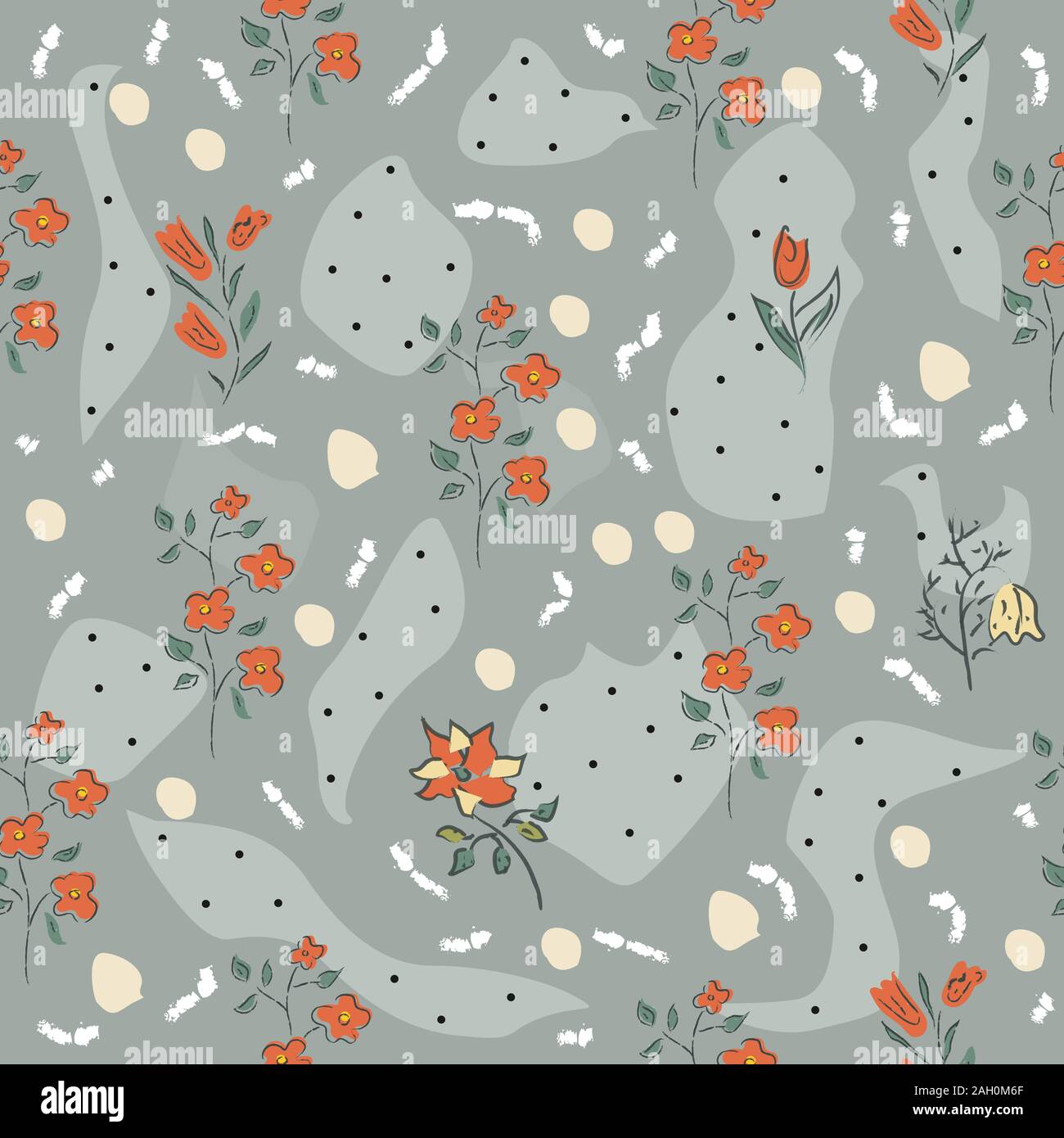 Floral Seamless Pattern. Hand Drawn. Vector Illustration Stock Vector ...