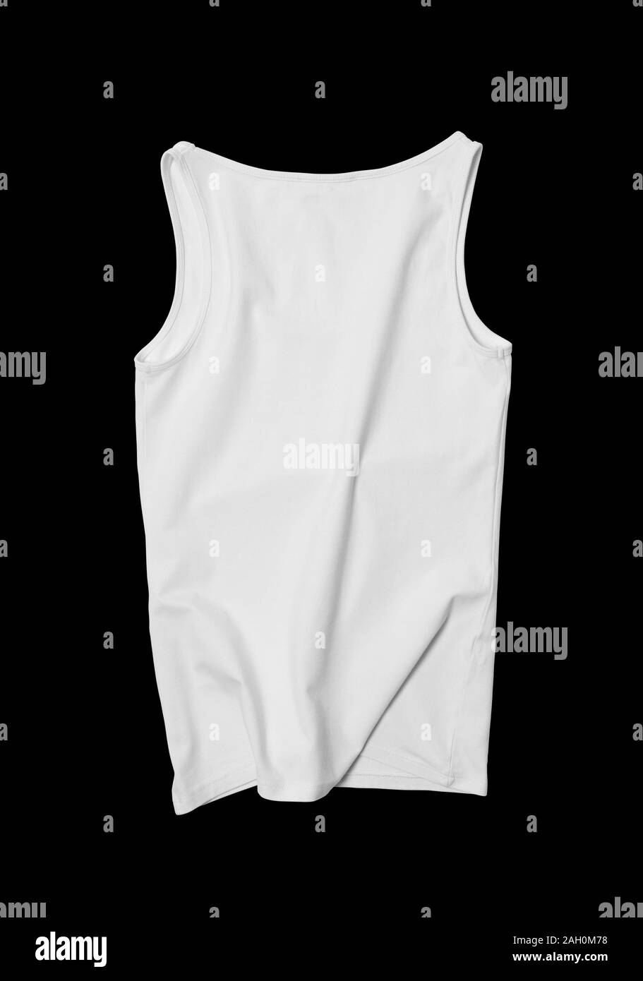 Blank white men's sleeveless shirt. Mock-up Stock Photo - Alamy