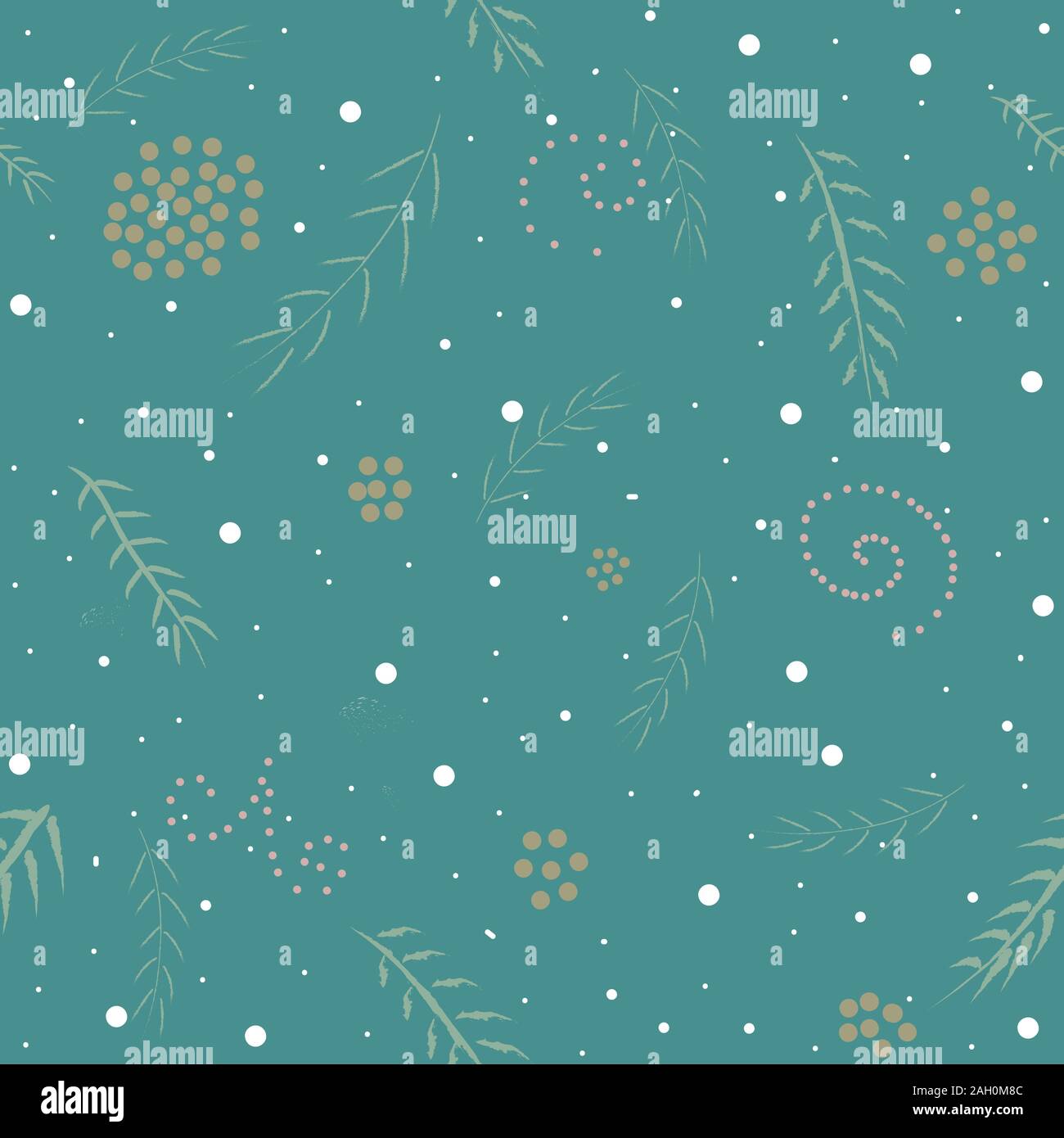Winter Seamless Pattern with branches of spruce tree on subtle ...