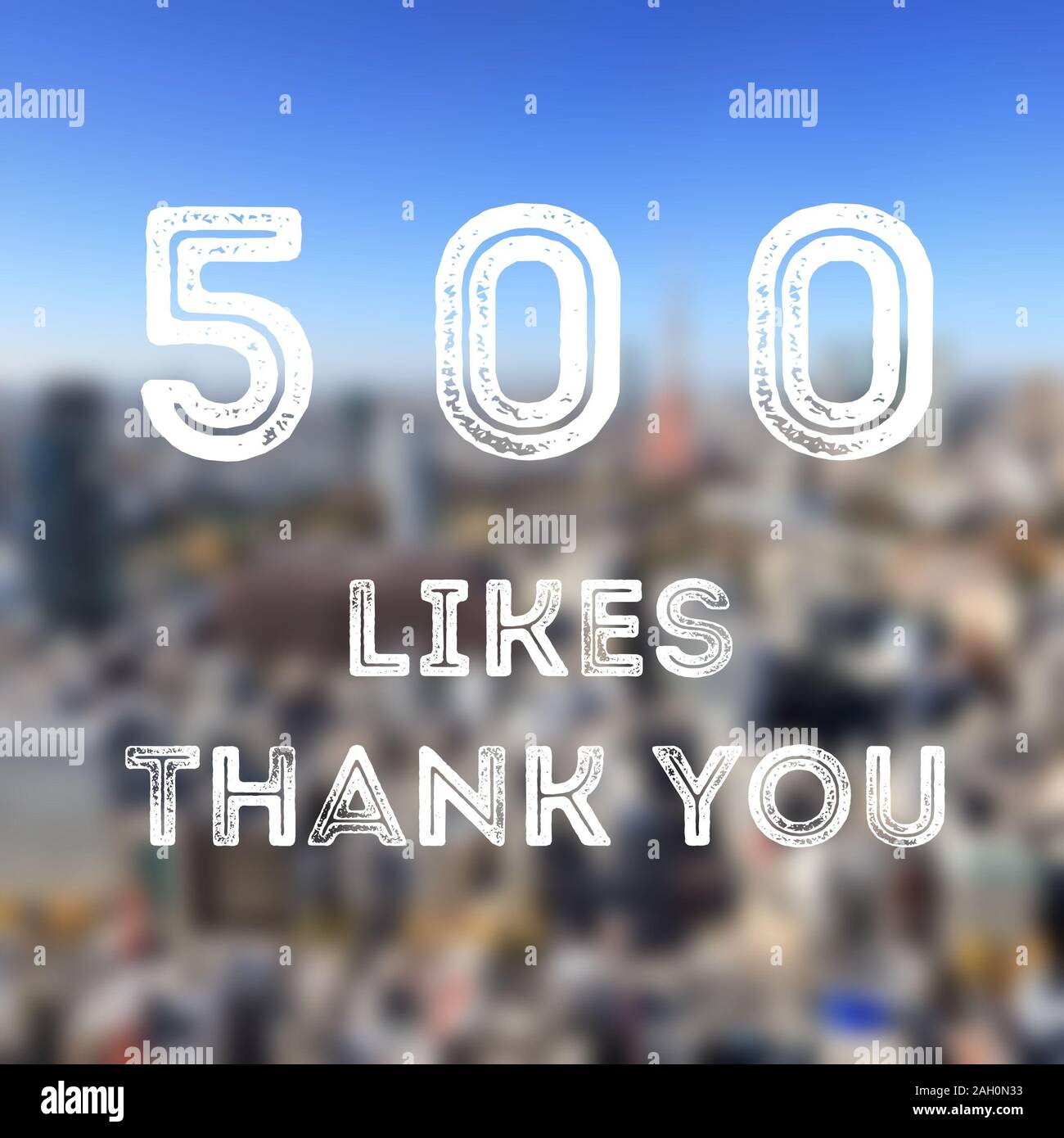 500 likes - social media milestone achievement. Online community thank you note. 500 follows. Stock Photo