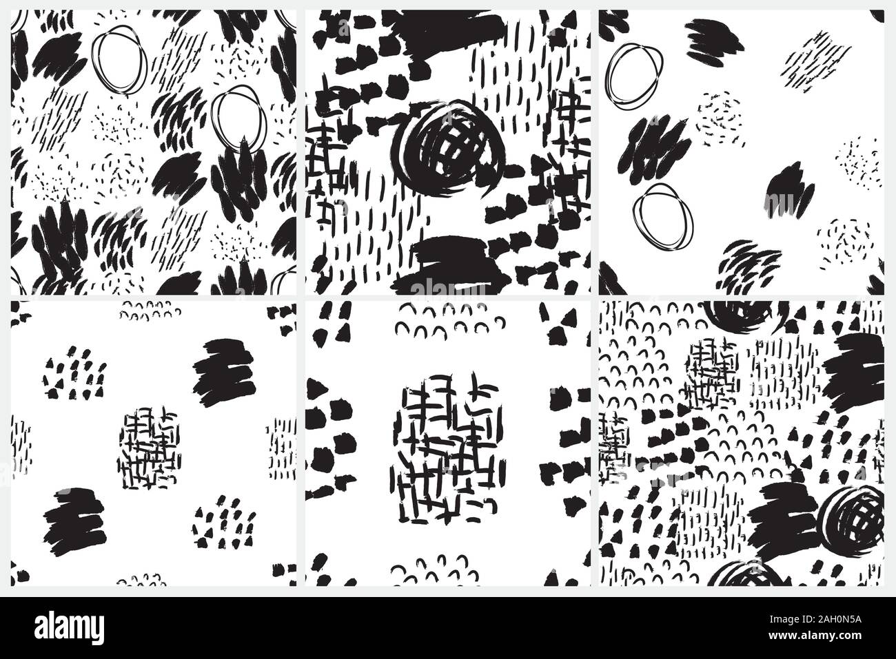 Vector seamless pattern set. Abstract backgrounds with brush strokes ...