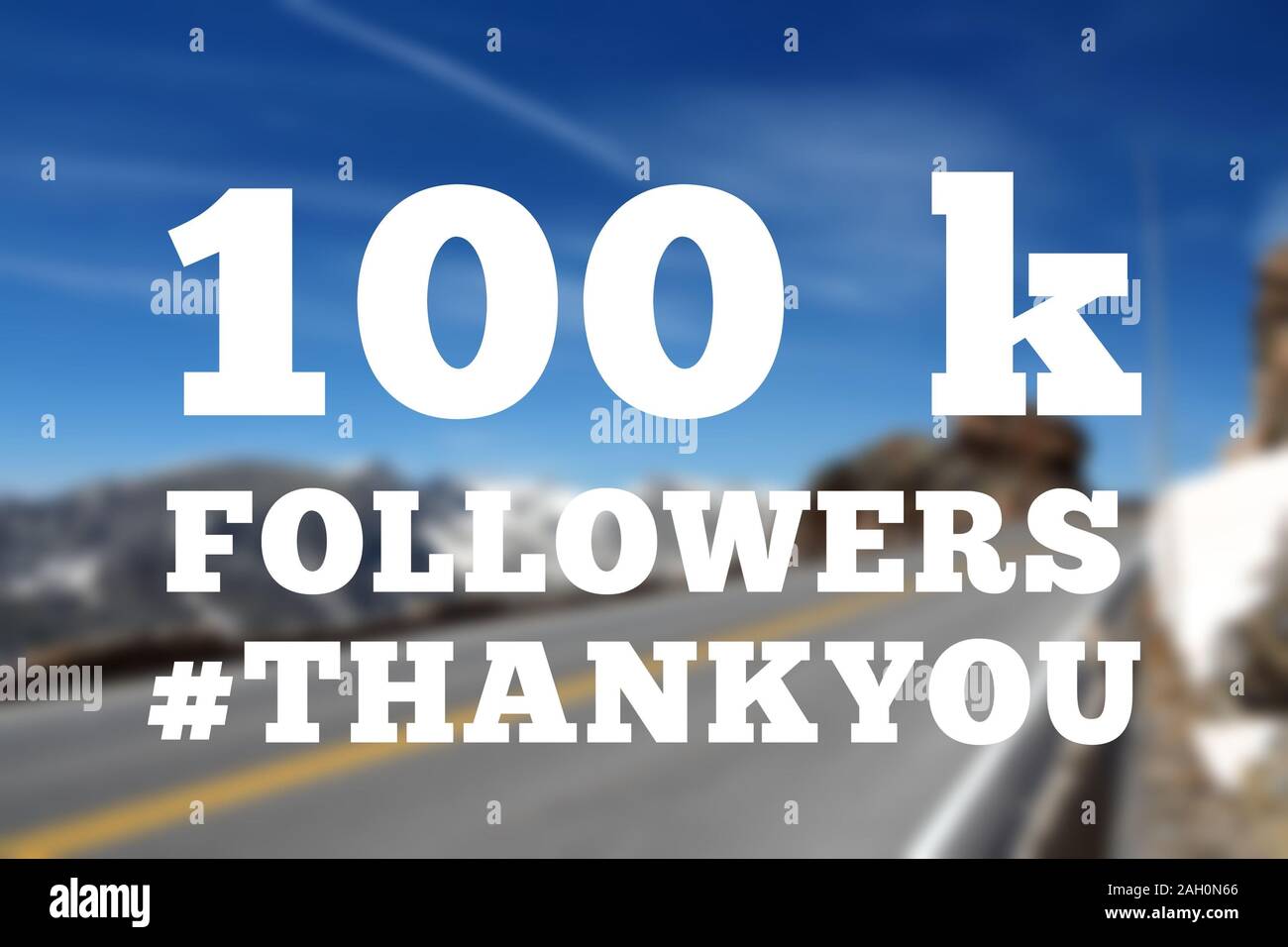 100,000 followers sign - social media milestone banner. Online community thank you note. 100k likes. Stock Photo