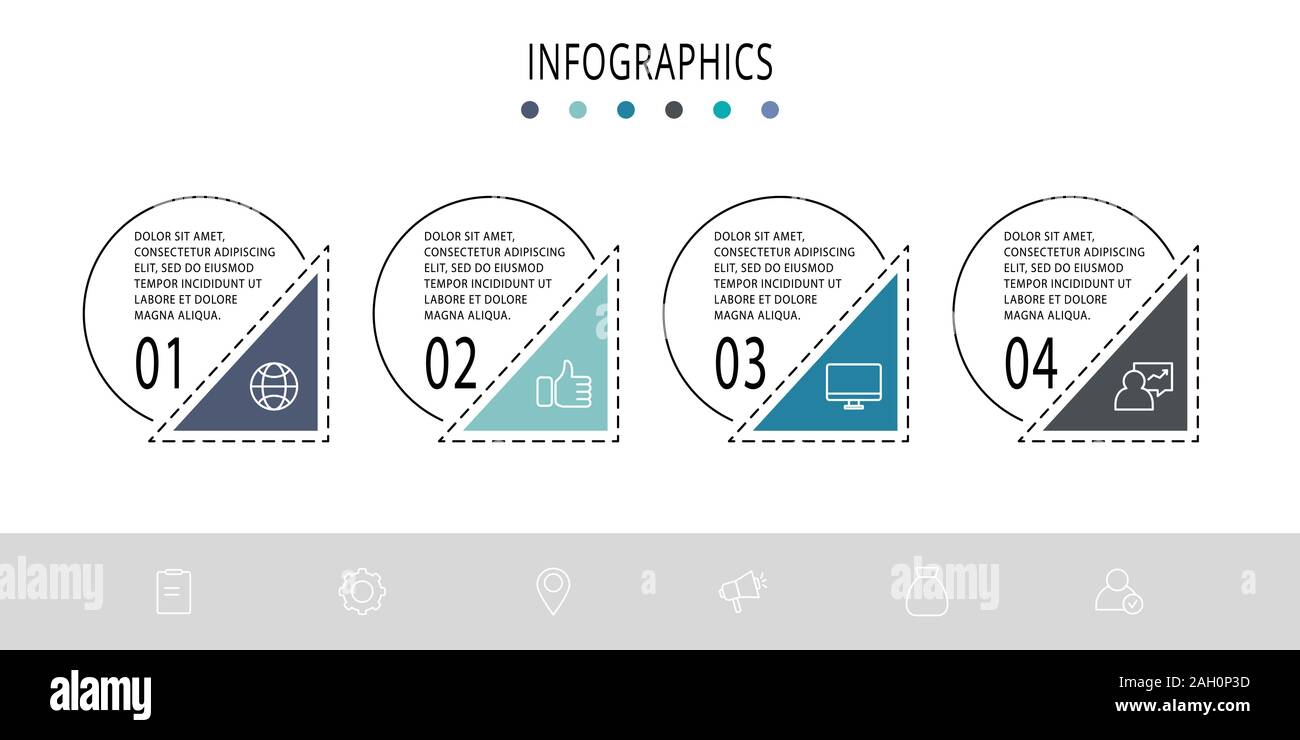 Vector flat template circle infographics. Business concept with 4 ...