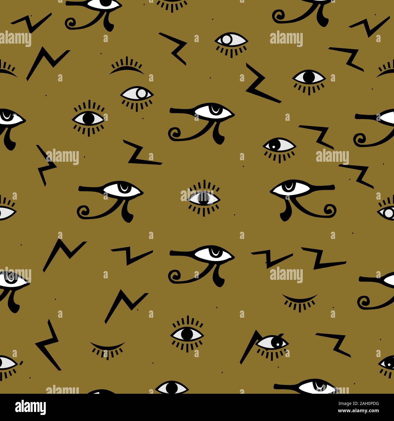 Third Eye Seamless pattern. Yellow, blue and black colors. Seamless Pattern. Psychedelic eyes. Egyptian, closed and opened eye, suspicious eye. Good f Stock Vector