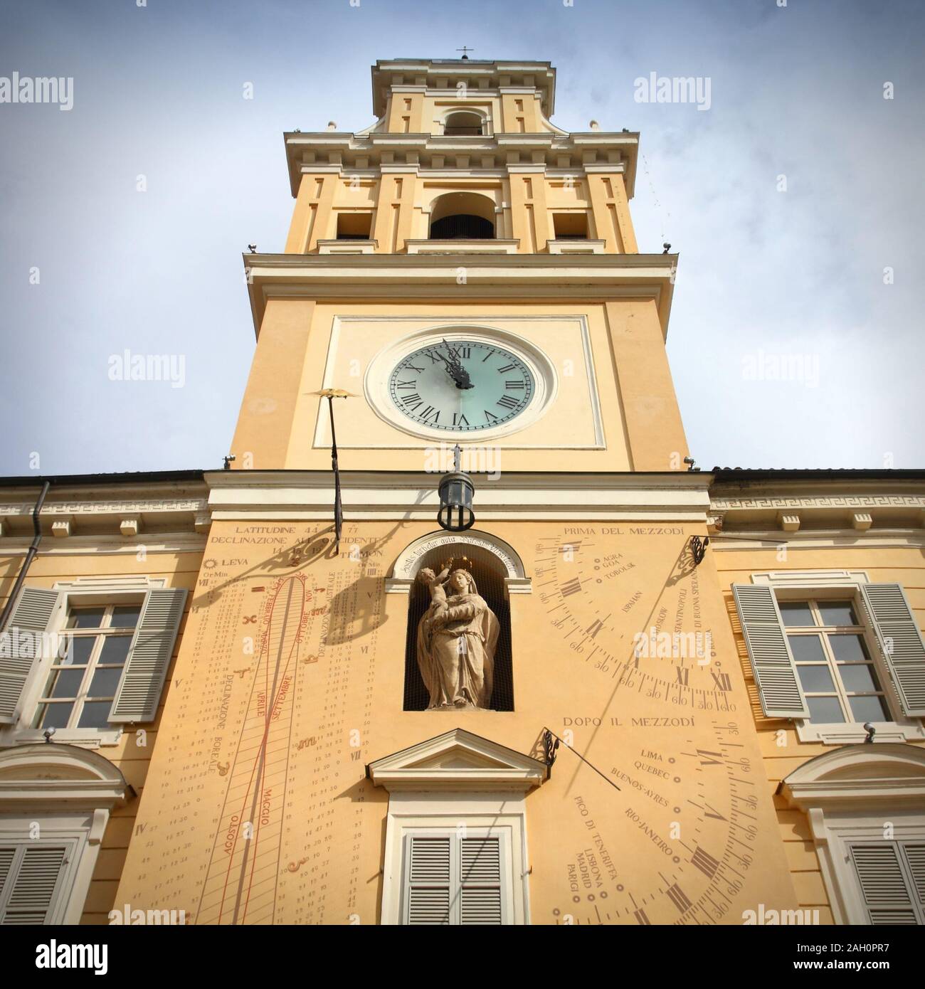 Parma, Italy EmiliaRomagna region. Town Hall with famous sundial