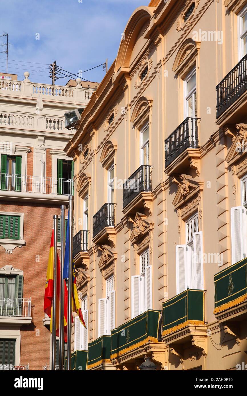 Valencia, Spain. Old town street, vintage residential architecture