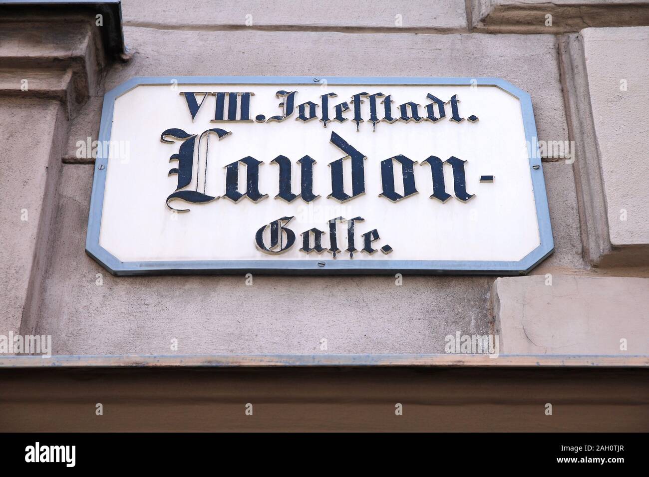 Vienna, Austria - Laudon Gasse (Laudongasse) street sign in Josefstadt district. Stock Photo