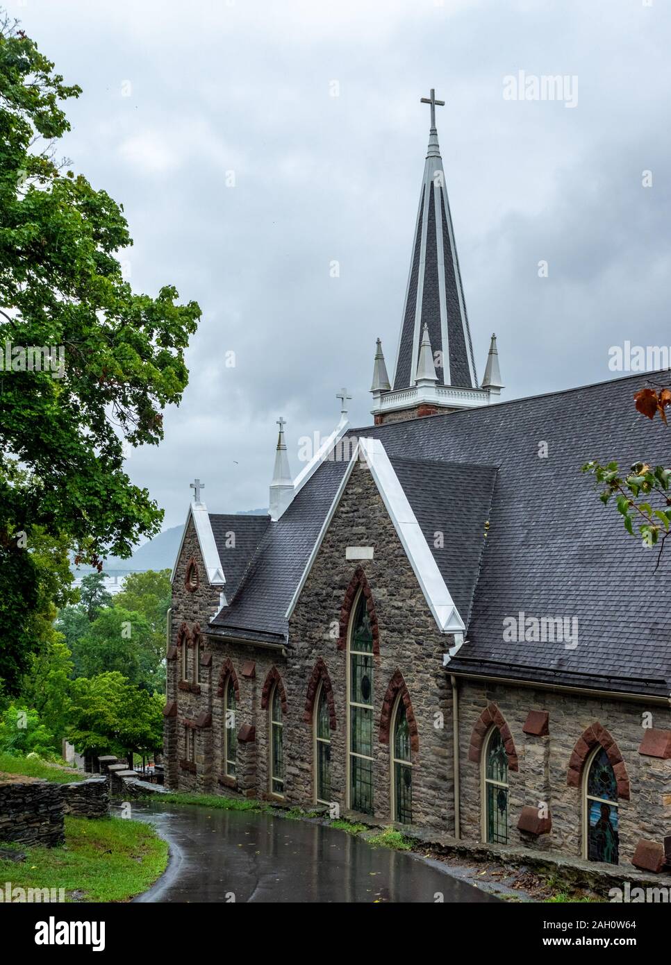 Looking down on the St. Peters Roman Catholic Church, Harpers Ferry ...