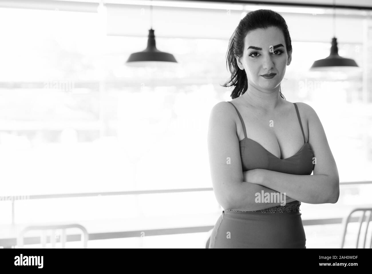 Beautiful Iranian Woman Relaxing At Home In Black And White Stock Photo Alamy