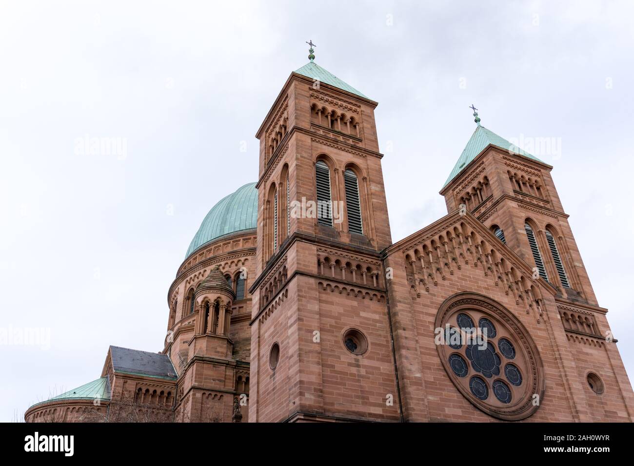 Strasbourg, Bas-Rhin / France - 14. December, 2019: view of the Saint-Pierre-le-Jeune Catholic church in Strasbourg Stock Photo