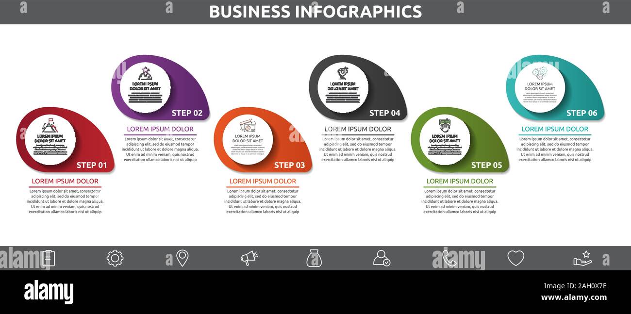 Vector template circle infographics. Business concept with 6 options ...