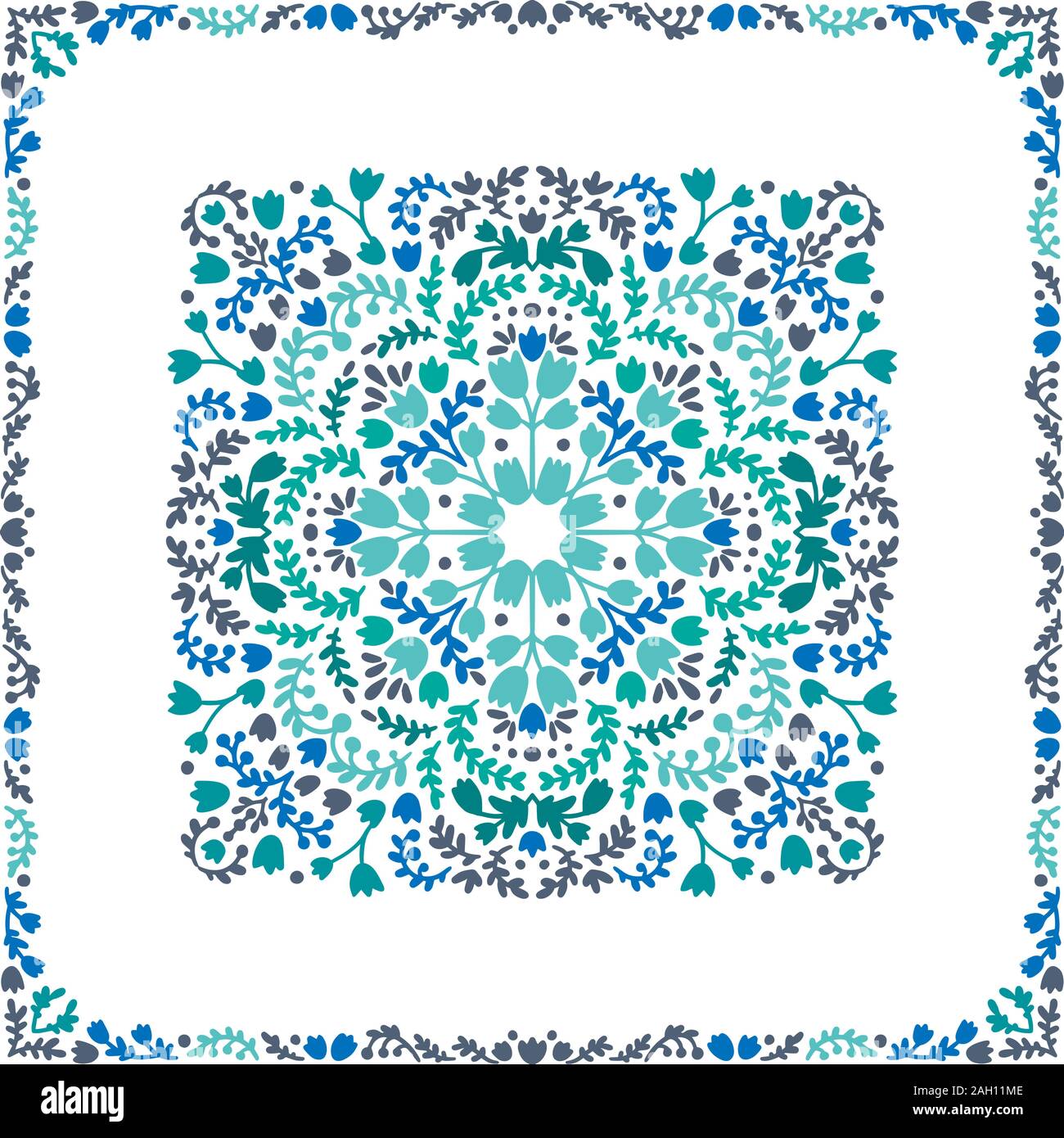 Beautiful headscarf pattern. Ornamental pattern with flowers Stock Vector