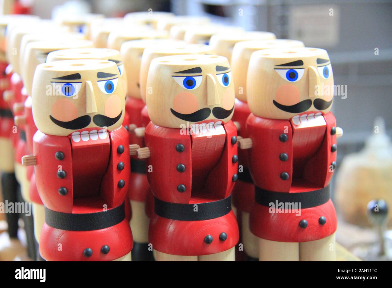 Nut crackers in a wooden toy factory in Seiffen, eastern Germany