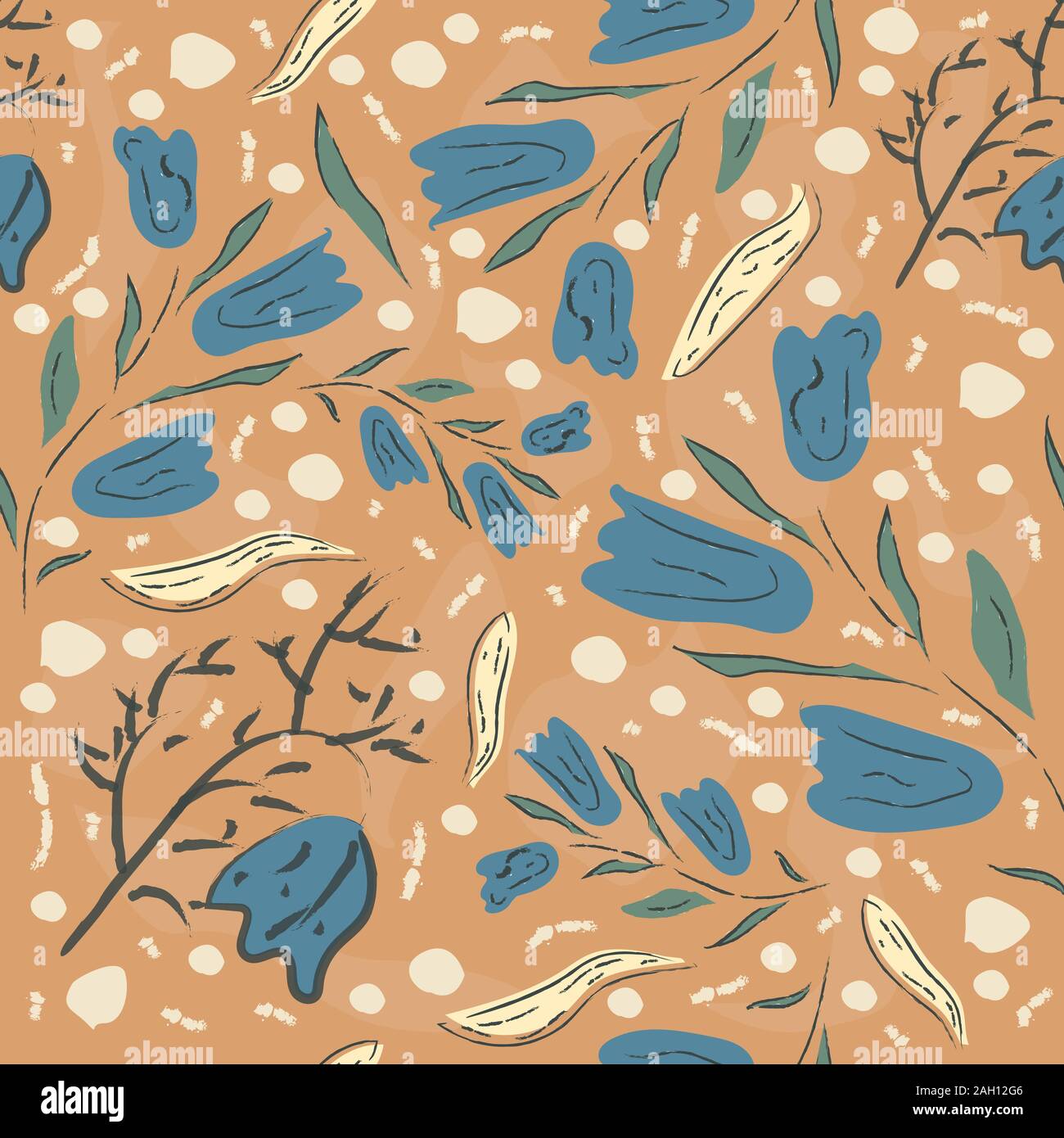 Floral Seamless Pattern. Hand Drawn. Vector Illustration Stock Vector ...