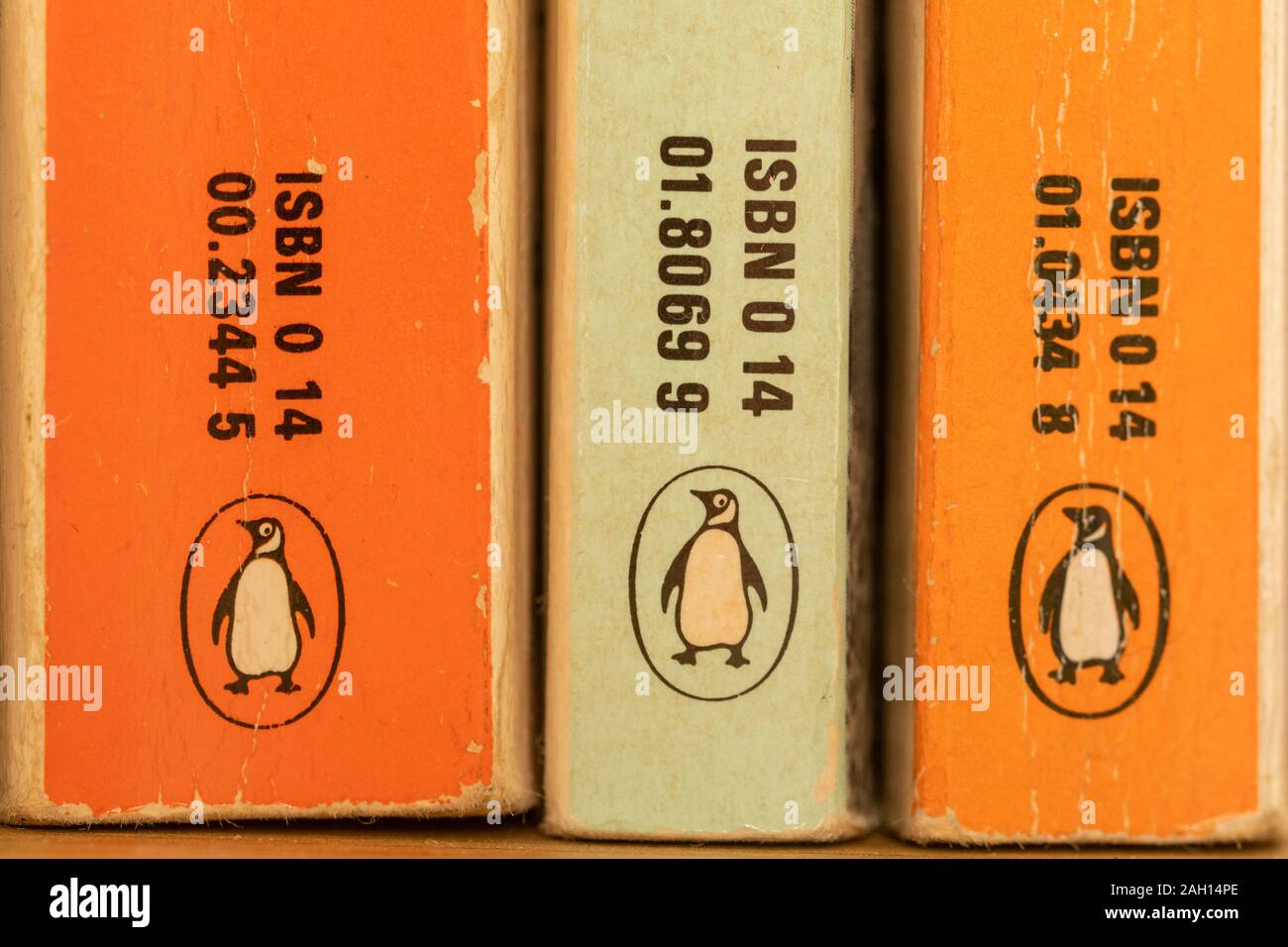 Close-up of books published by Penguin, publisher, publishers, publishing Stock Photo