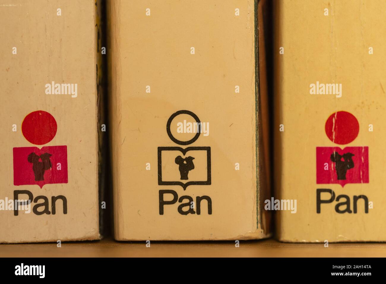 Close-up of books published by Pan, publisher, publishers, publishing Stock Photo