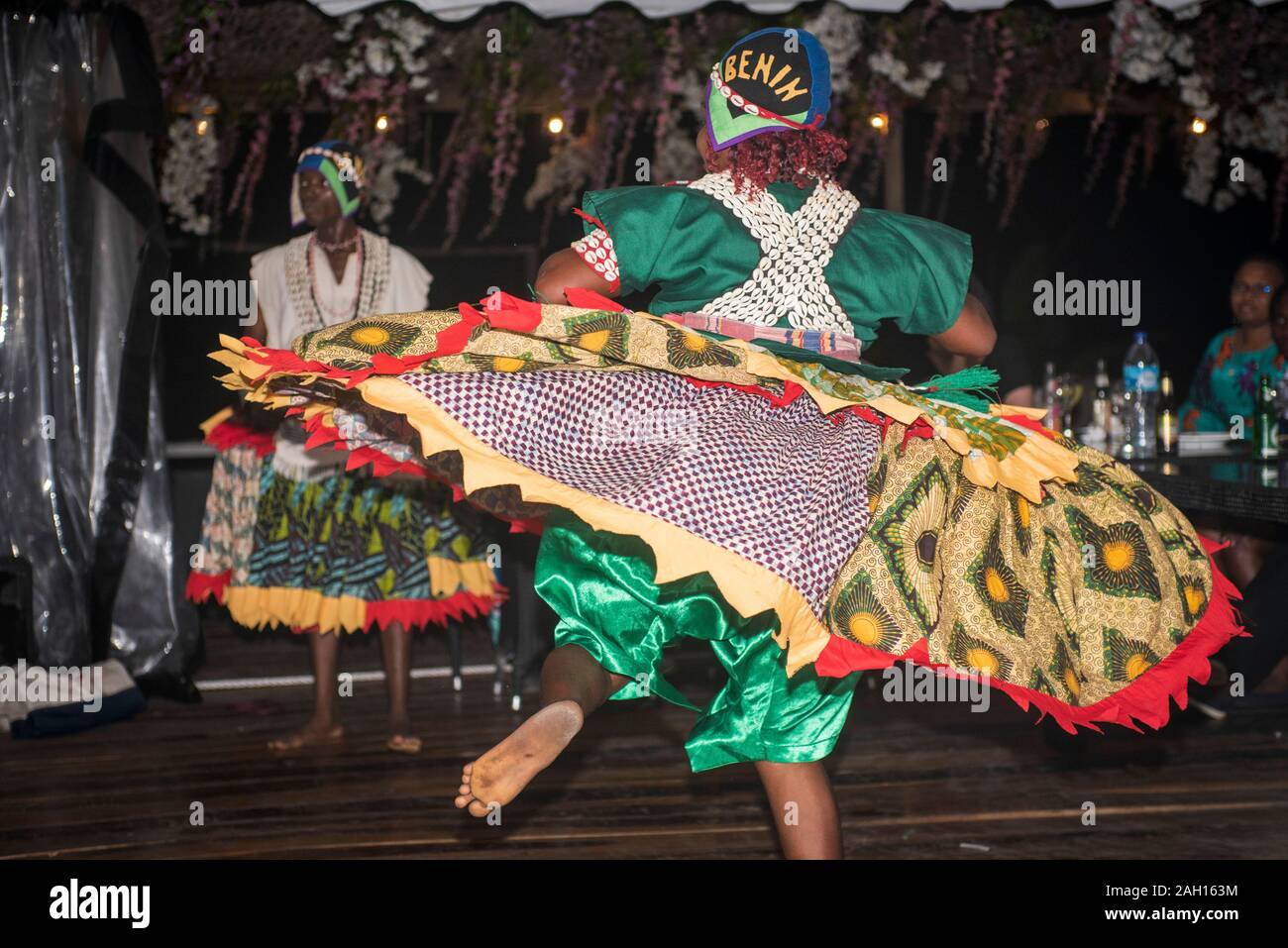 Cotonou; Benin; dance night; dance; presentation, tribal dance, african culture, costume, african costume, Stock Photo