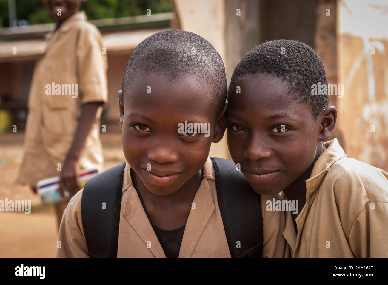 Benin, Ketou, african students, school boys, Stock Photo
