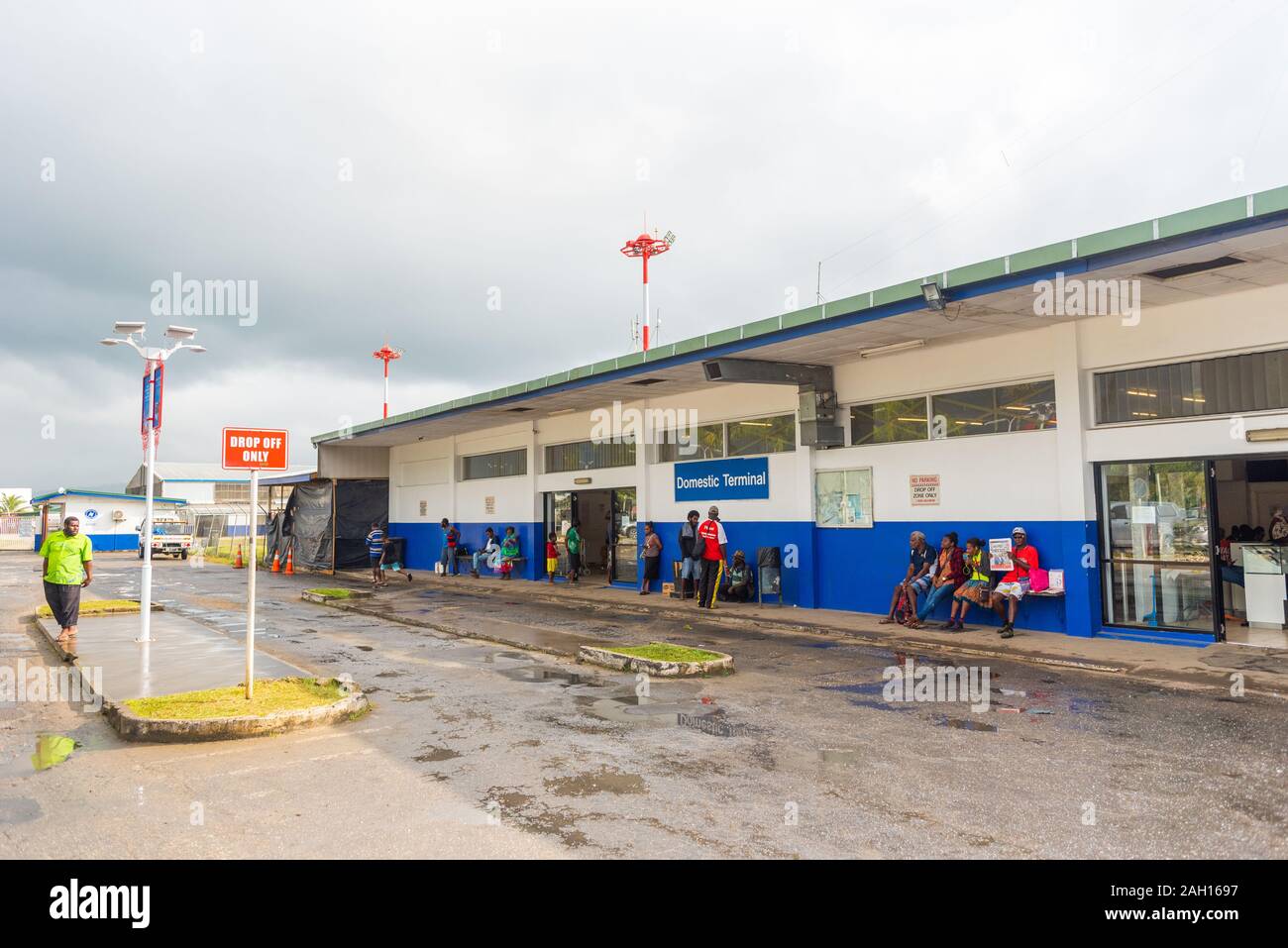 PORTVILA, VANUATU - JULY 19, 2019: People near the airport building Stock Photo