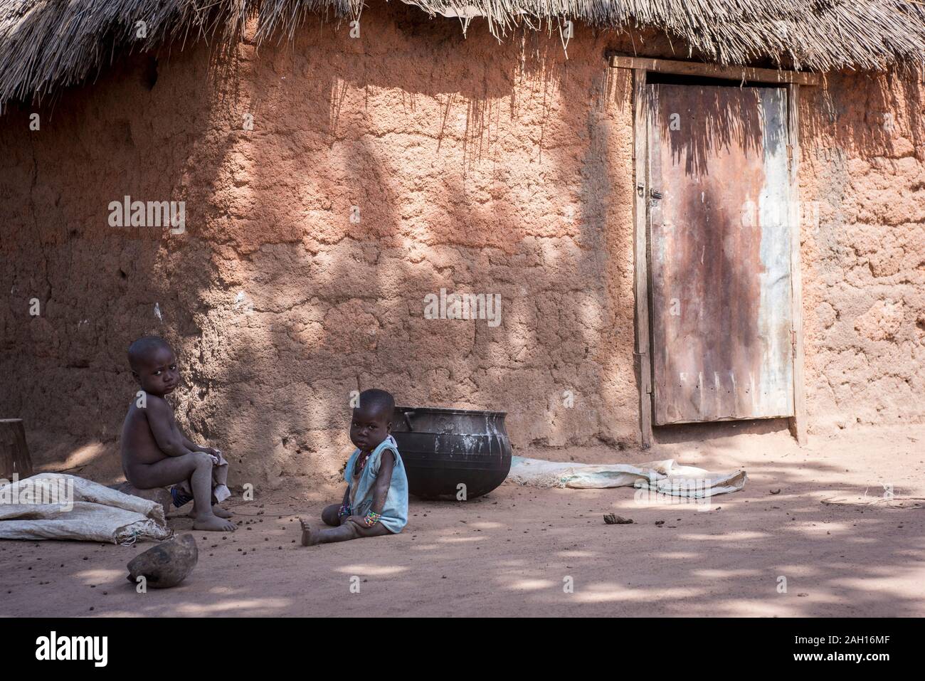 african village, benin, northern benin, muslim village Stock Photo