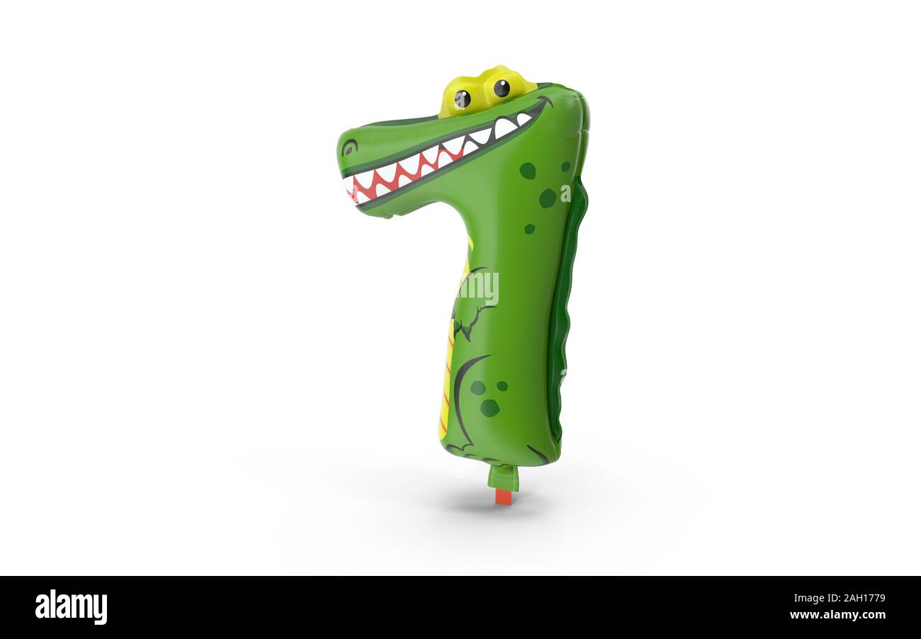 Animal shaped alligator balloon writing number seven against white  background with drop shadow and ready to crop out for all your design  needs. 3D Ren Stock Photo - Alamy