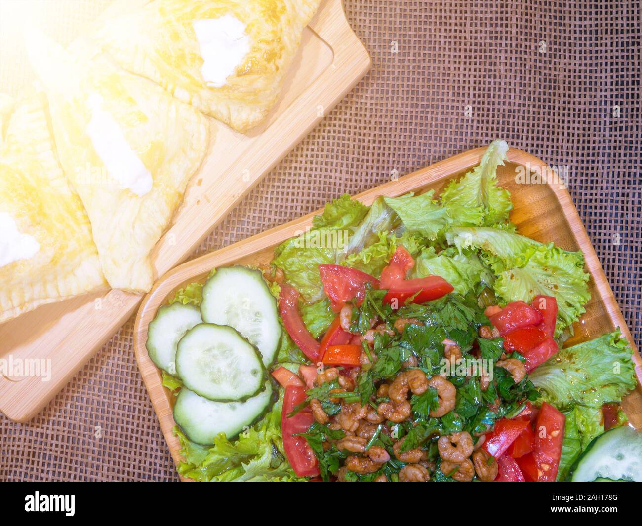 Puffs With Cottage Cheese And Sour Cream Salad With Shrimps And
