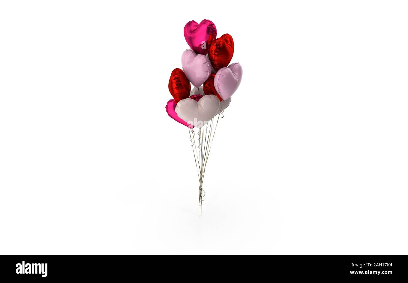 Heart shape multicolor balloons on a white background with drop shadow ...