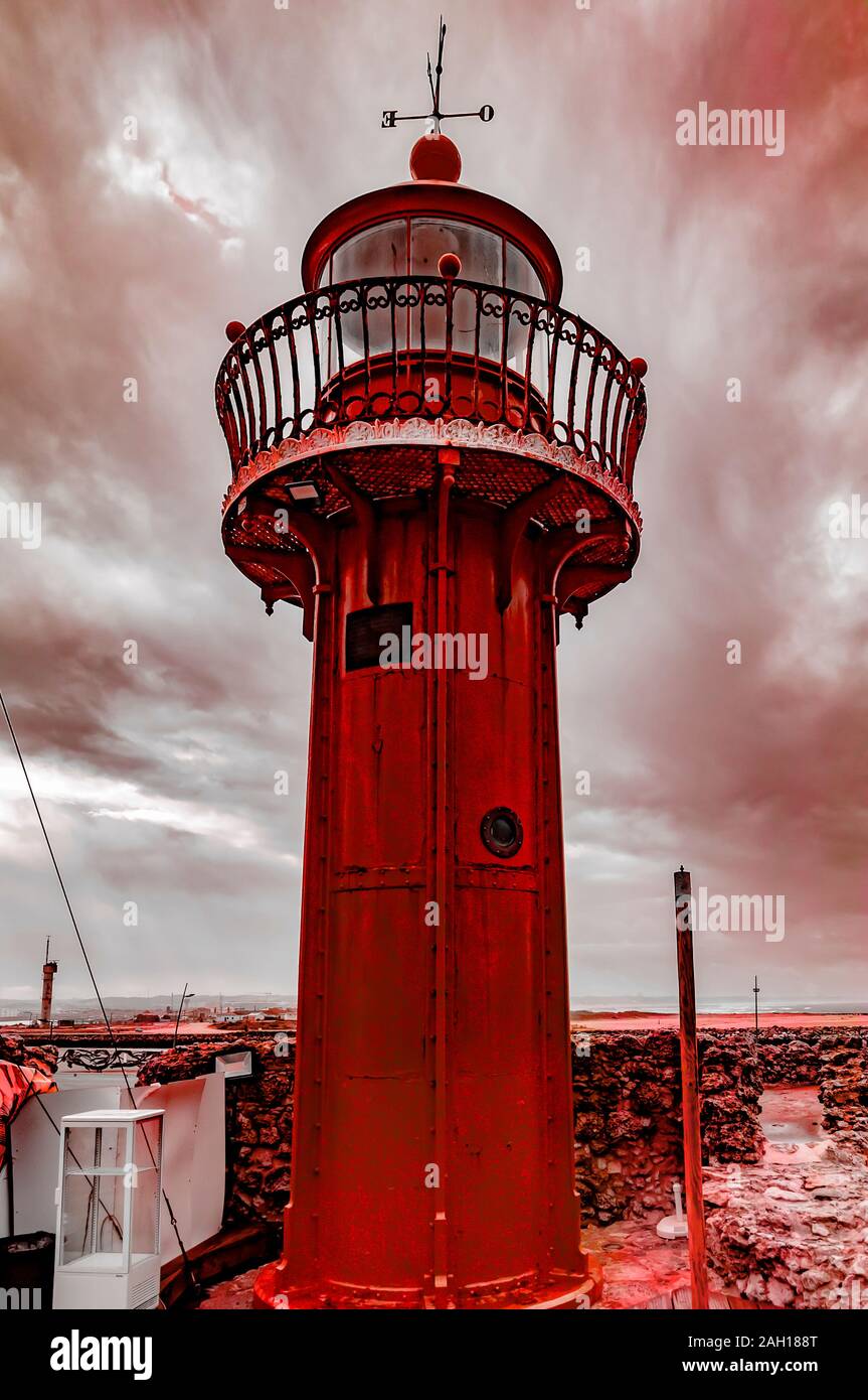 Digitally enhanced image of the lighthouse in Fort of Santa Catarina, Figueira da Foz, Portugal Stock Photo