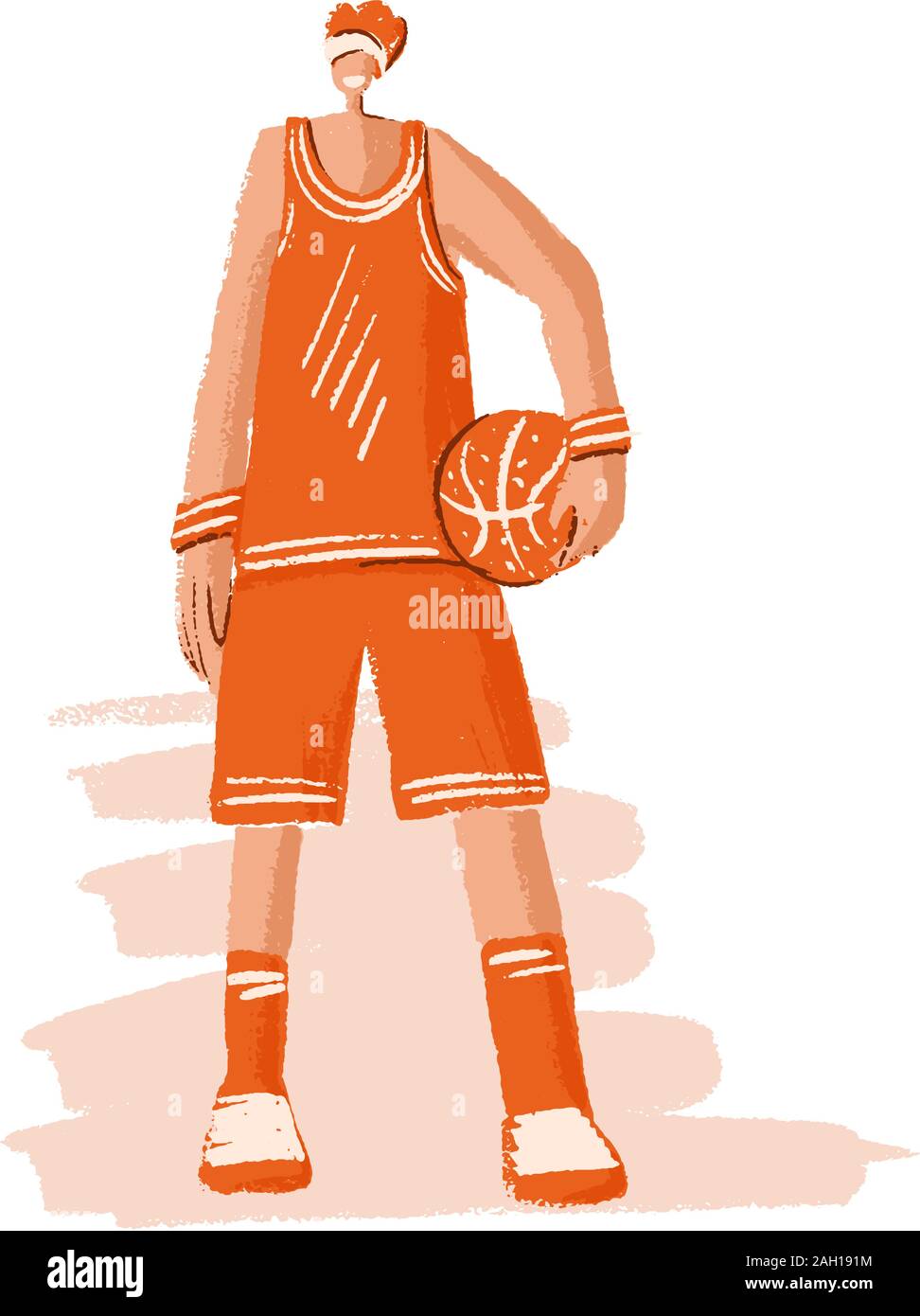 Vector sketched hand draw illustration of sportsman in sport orange