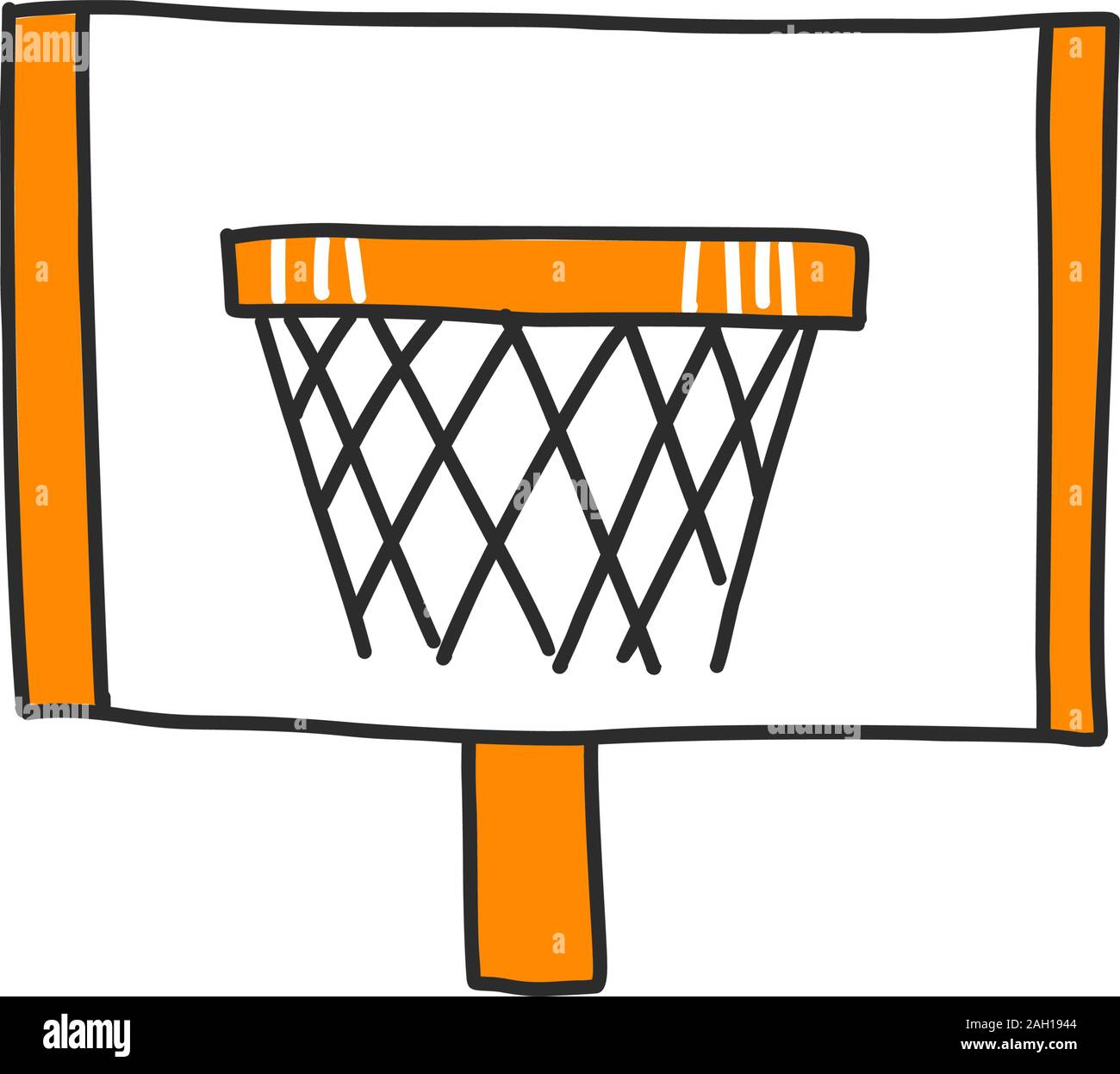 Vector illustration of basketball rim, isolated on white. Basketball rim vector line icon, black and orange colors Stock Vector