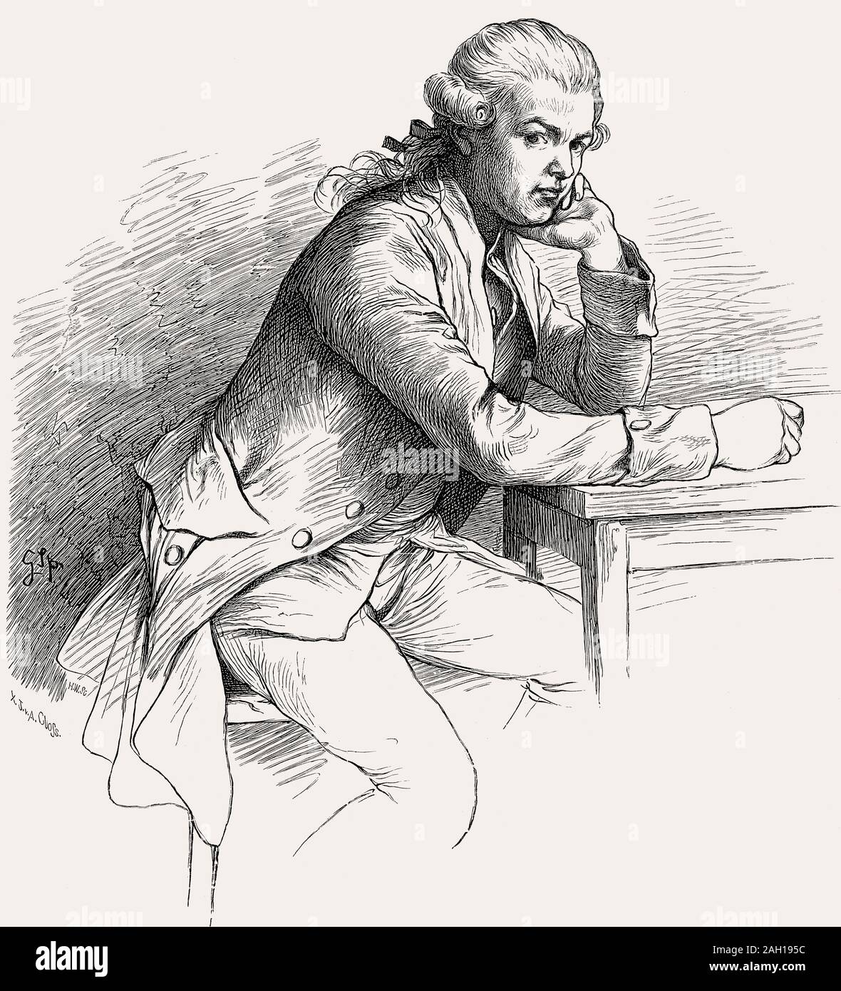 Christian Friedrich Daniel Schubart at Hohenasperg, 1739 - 1791, German poet, 1777 Stock Photo