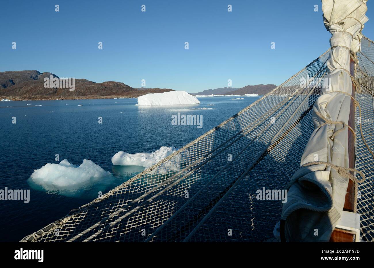 Icefjord north of Narsaq, Southwest Greenland, seen from SS Rembrandt van Rijn Stock Photo