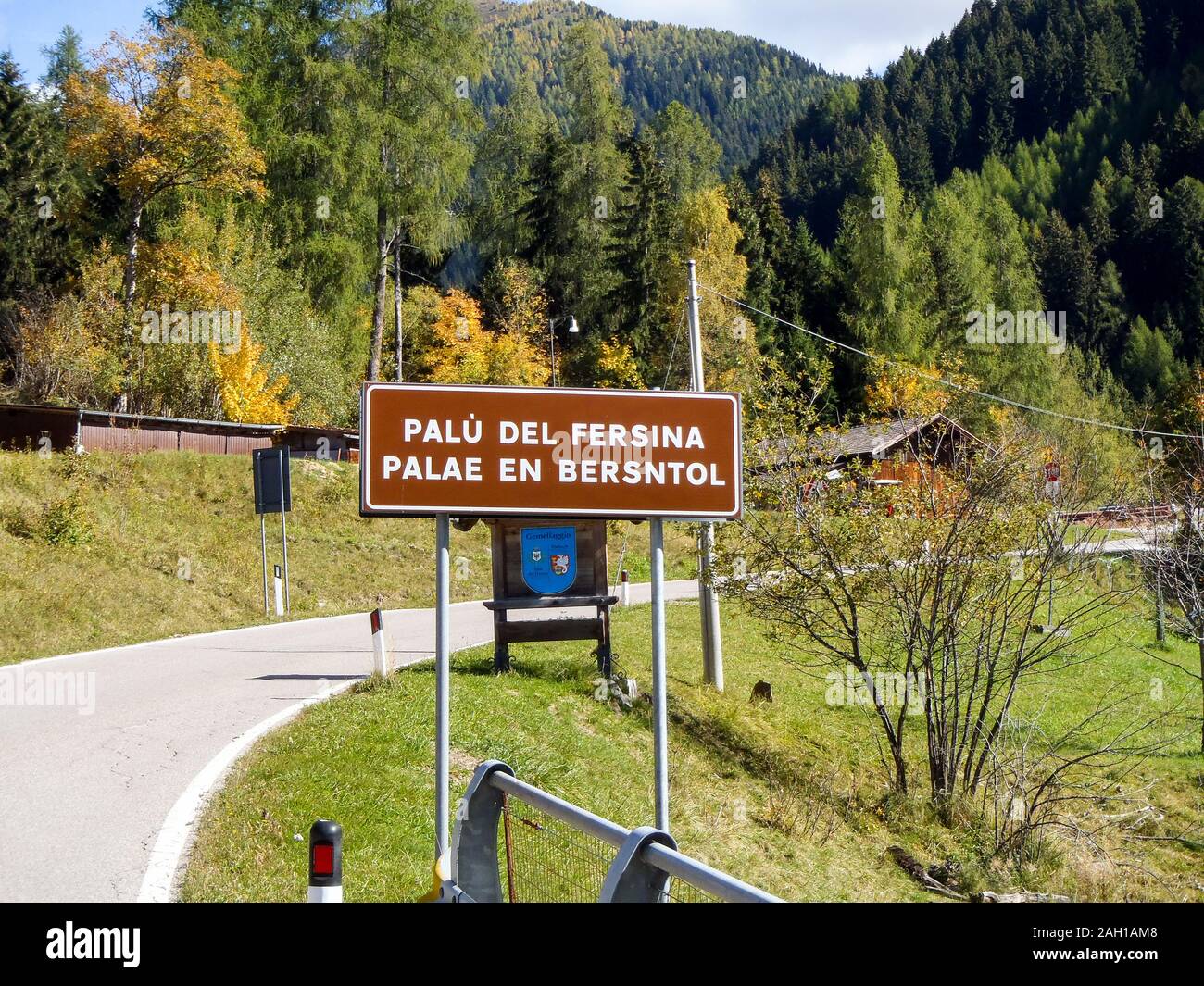 Levico, Italy- October 9, 2017: Landscape of the mountains around Levico Terme Stock Photo