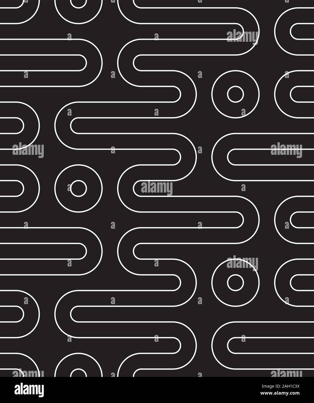 Line art seamless pattern. Black and white vector tileable background ...