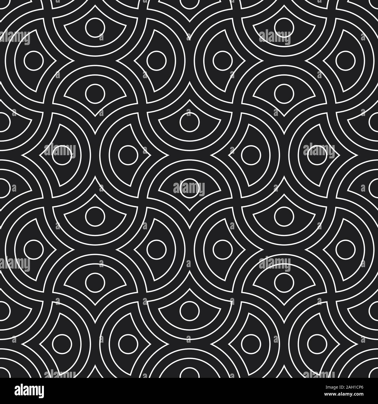 Line art arabic seamless pattern. Black and white vector tileable ...