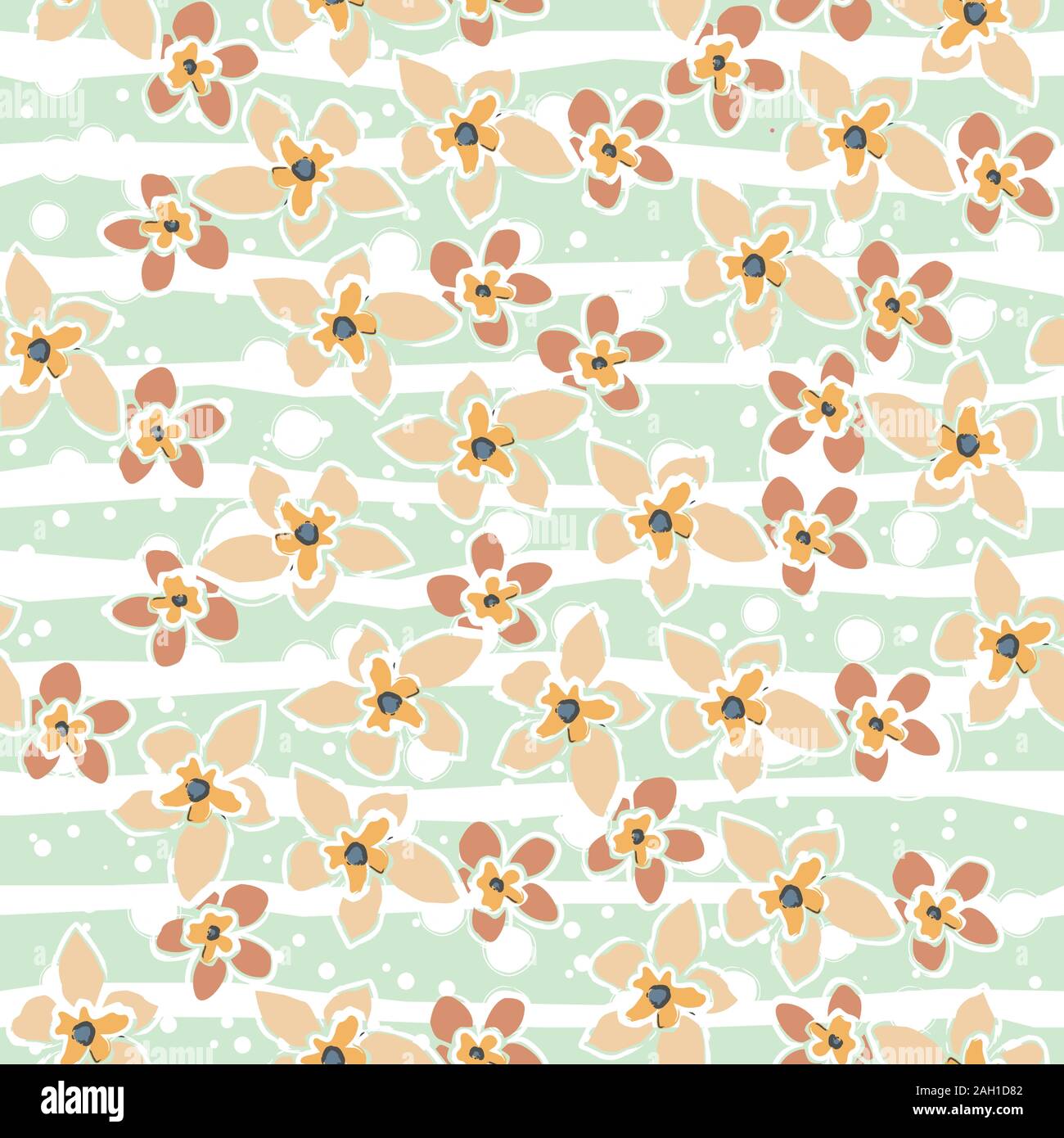 Seamless Pattern with Cute Flowers. Hand Drawn Scandinavian Style ...