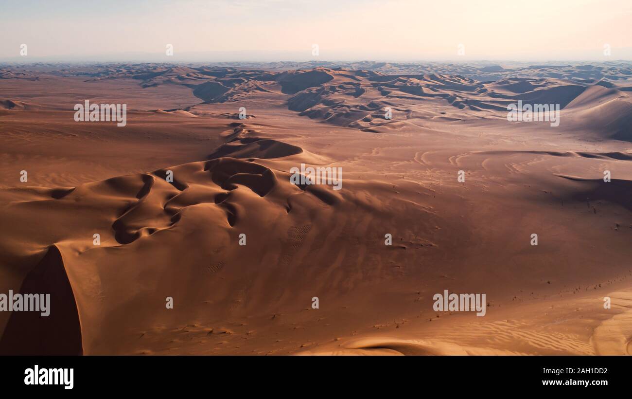 the shape of sand dunes in the Lut desert Stock Photo