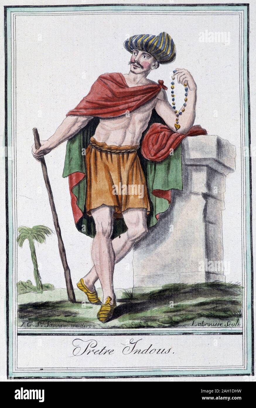 Prtre indous (hindou) - in "Encyclopedie des voyages" par Grasset Saint Sauveur, ed. Paris 1796 Stock Photo