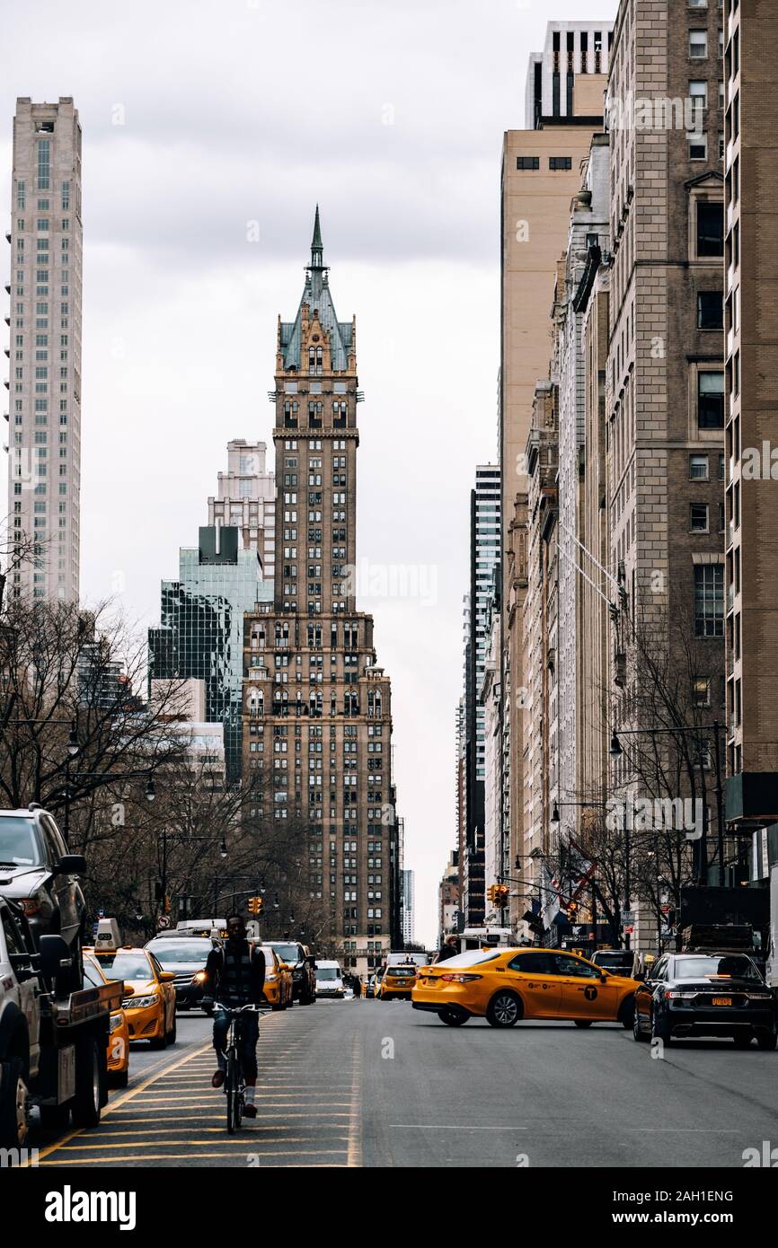 New York City - USA - Mar 18 2019: Skyscrapers round Central Park east south including the Sherry-Netherland Stock Photo